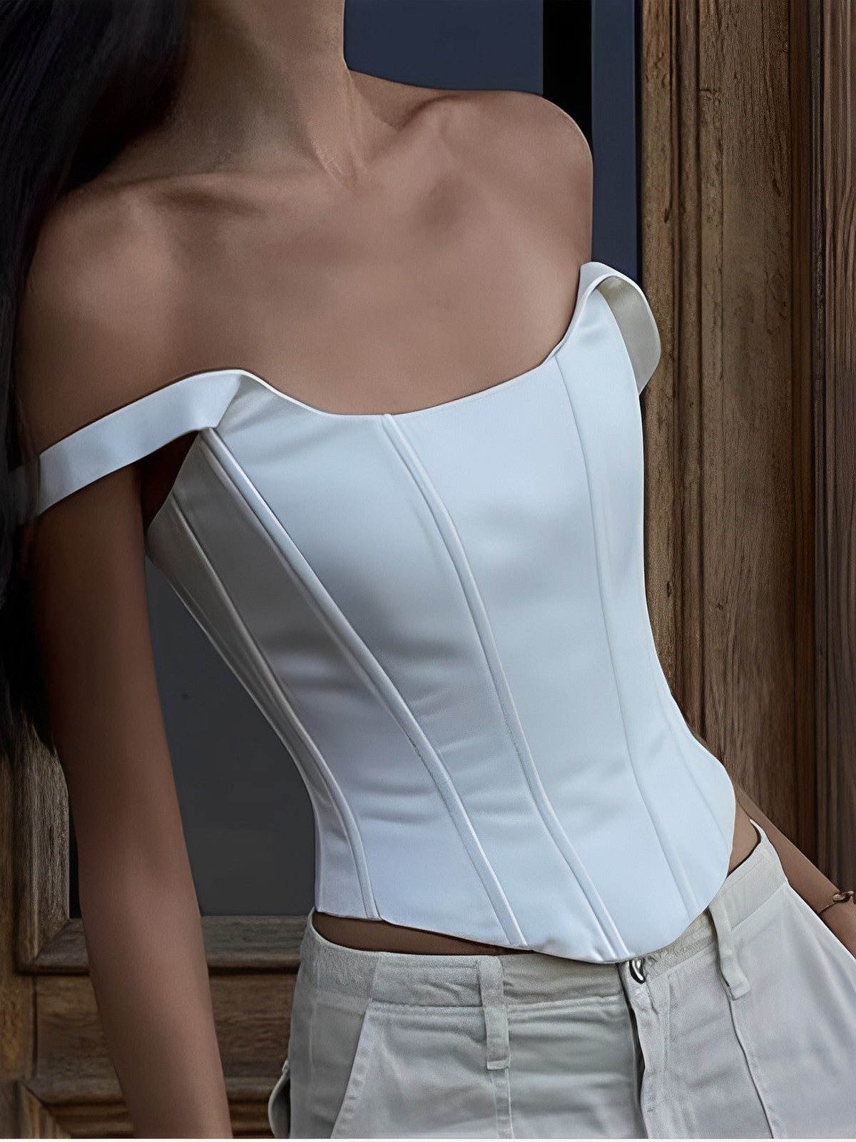 トップス ohotoro corset blouse ounce tannat leday Ivory Glow Tied Crop Corset Top – COMMENSE