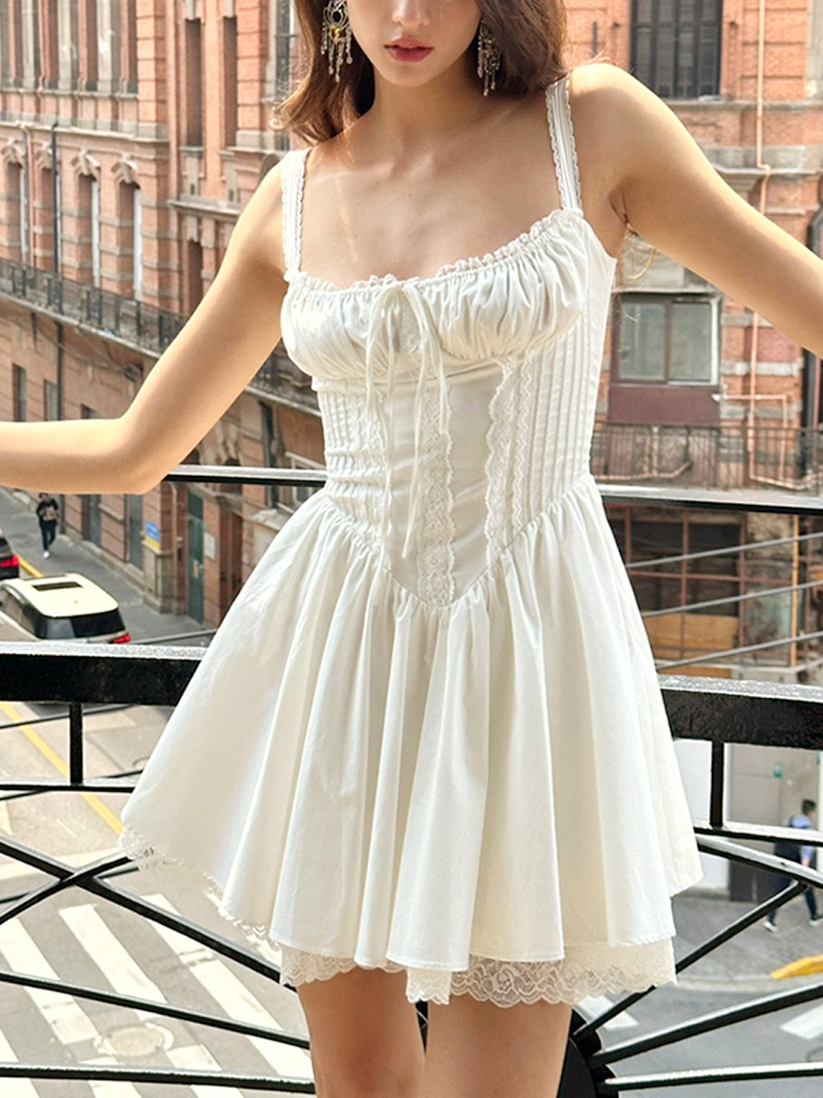 Coastal Cowgirl Lace Trim Corset Short Dress | COMMENSE Coastal Cowgirl Lace Trim Corset Short Dress | COMMENSE