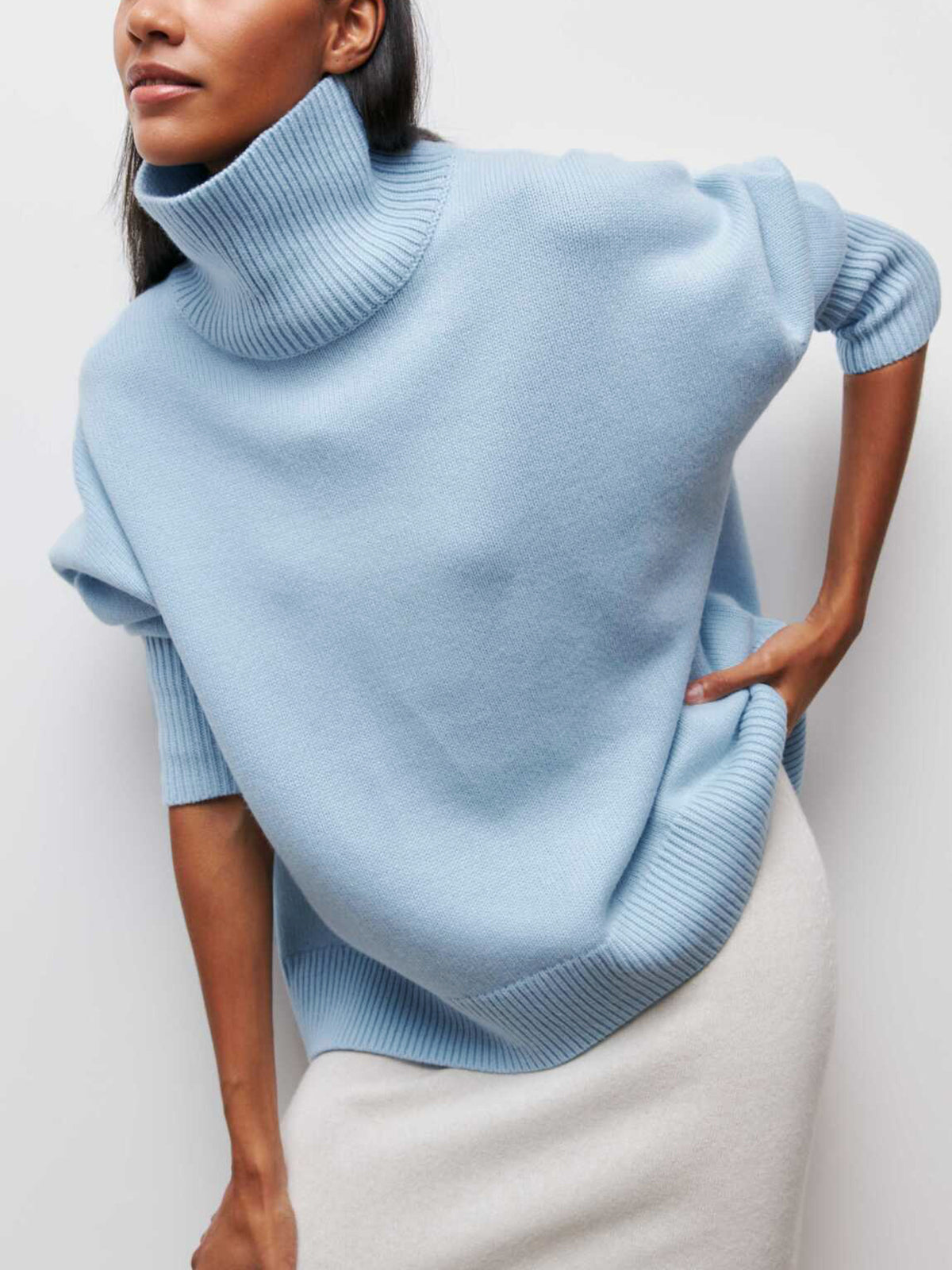 Cielo Contoured Turtleneck Pull Over Knit Sweater main image 1