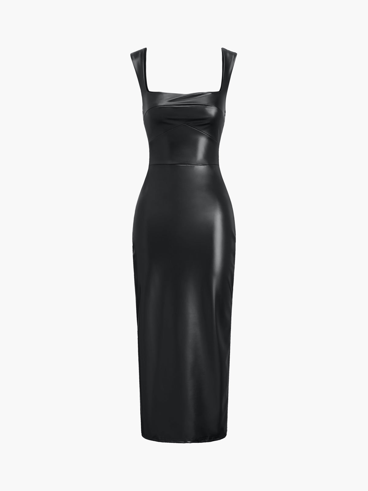 fitted lace wedding dress Faux Leather Bodycon Midi Dress