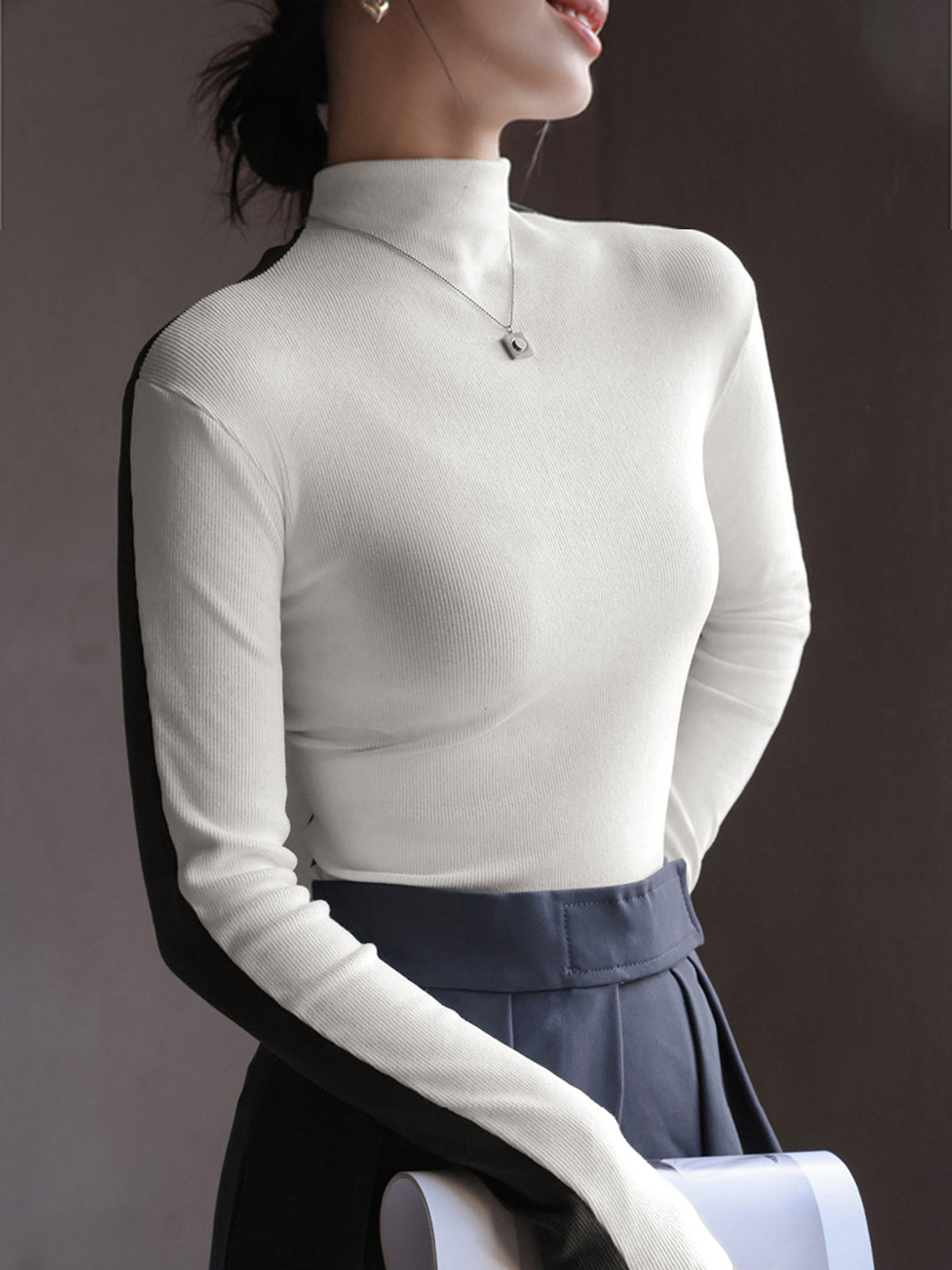 Splice Colour Block Long Slevve Top