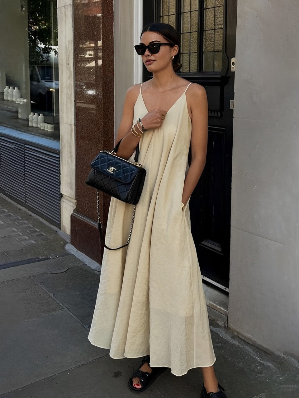 knee length dresses for ladies Heaven's Love Deep V-Neck Tulle Maxi Dress Hunter Green– Selfie Leslie main image 1