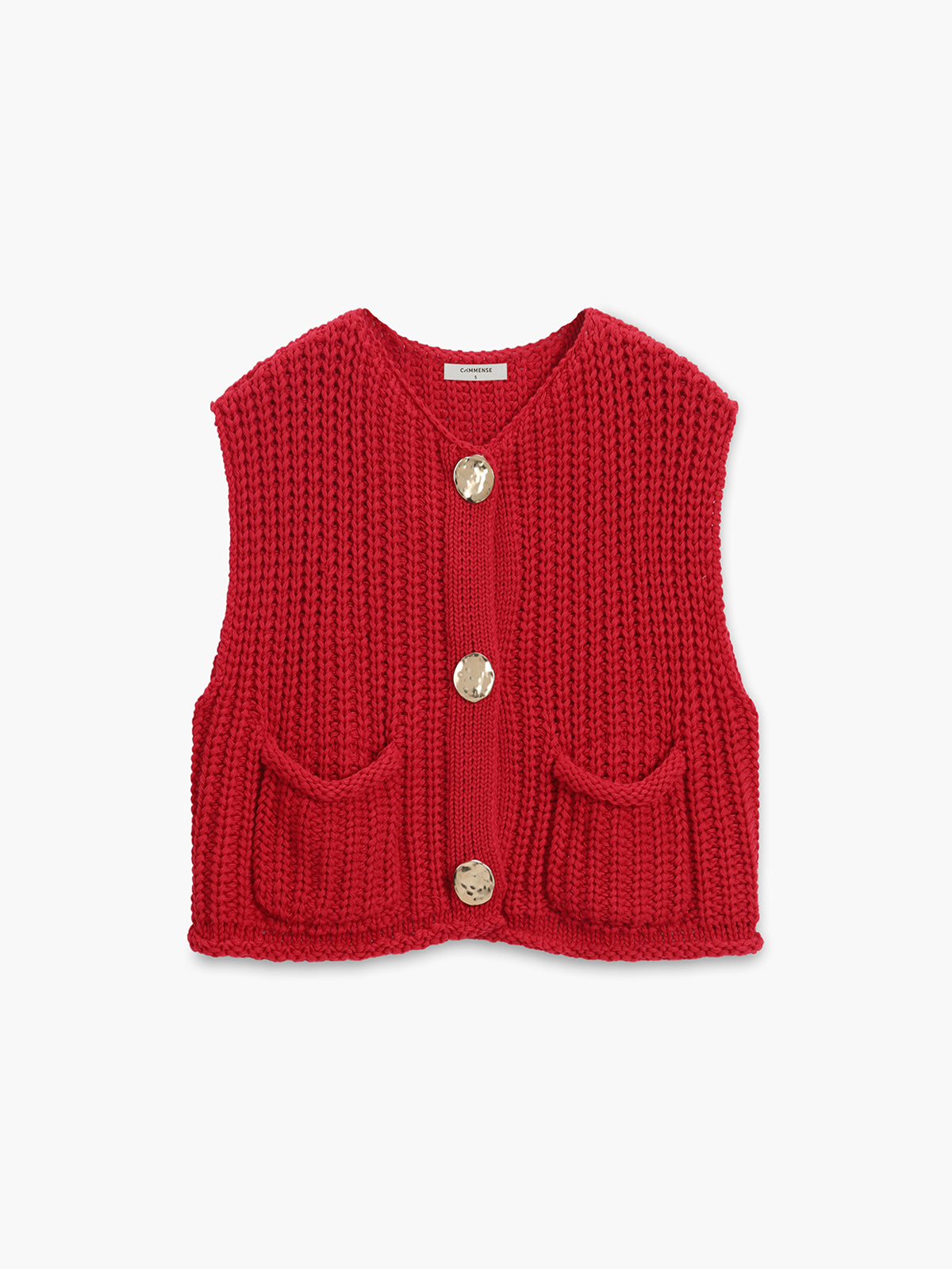 Contrast Trim Button Front Sweater Vest