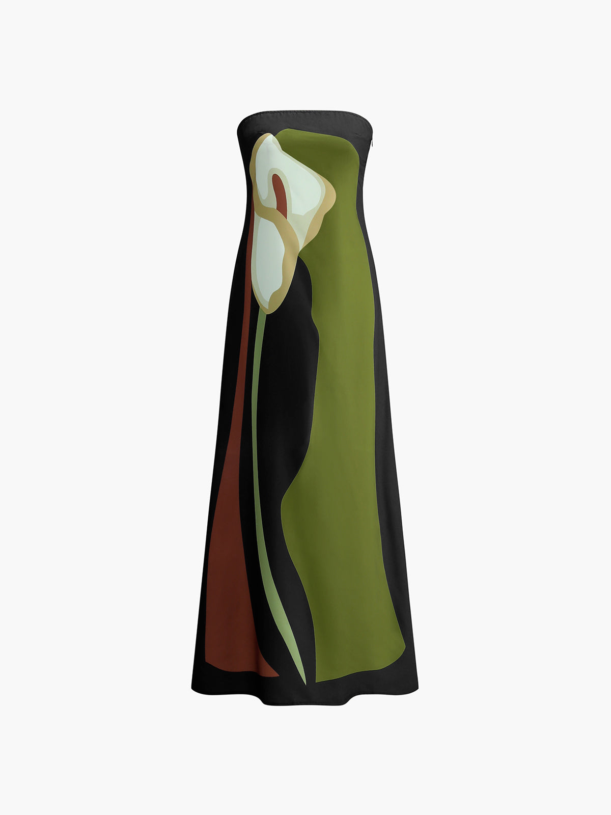 Large floral print split tube long dress - Green - S - Commense Large floral print split tube long dress - Green - S - Commense