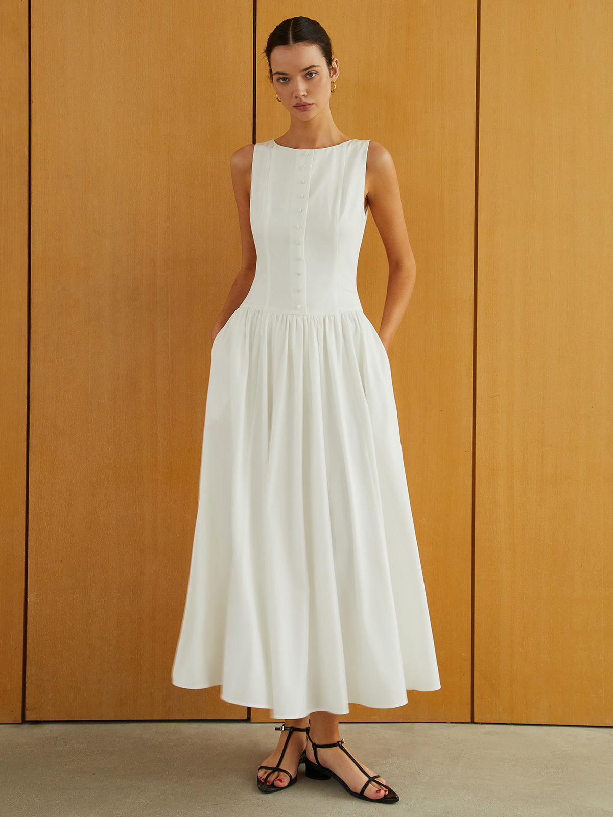 LONG BUTTON FRONT DRESS TALK THE WALK