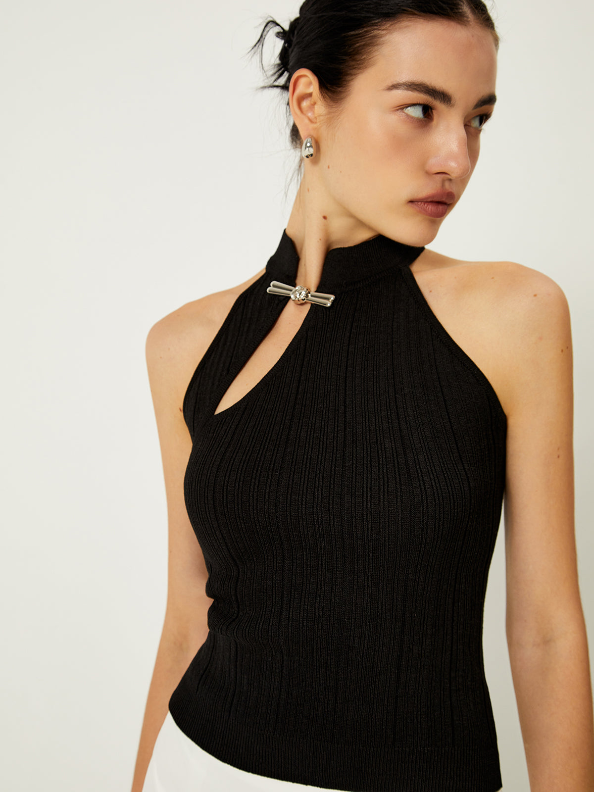 Ameri VINTAGE - AMERI ASYMMETRICAL VEST WITH SHIRT ブラック Asymmetrical Top / Black Zipper Vest / Racer Back Top / Rave