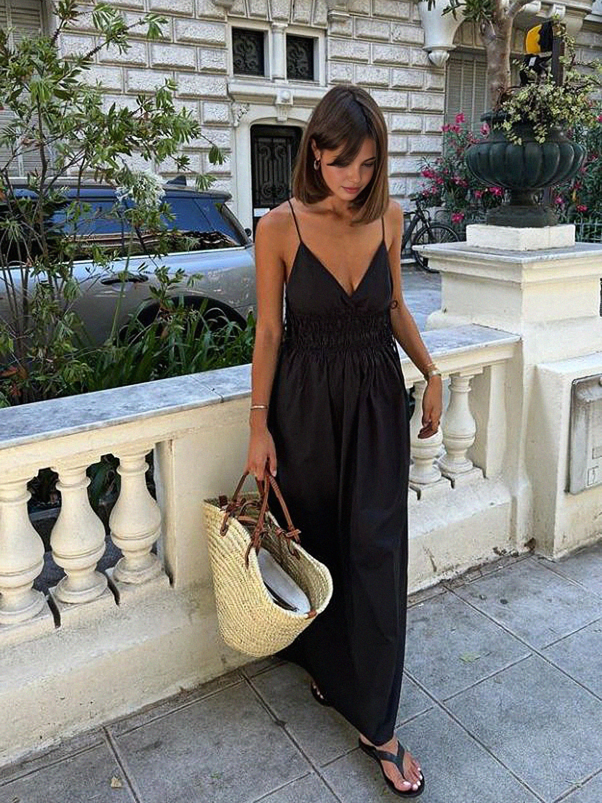 sachin and babi light blue dress Backless Drawstring Cami Long Dress