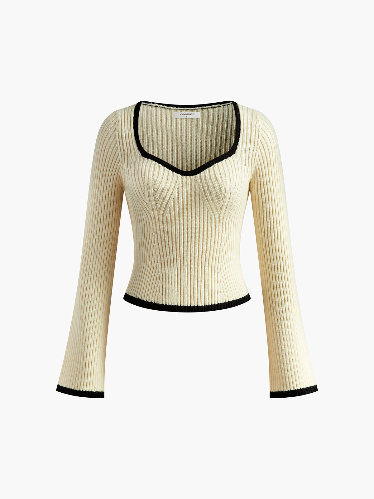 Contrast Trim Cutout Lapel Sweater main image 0
