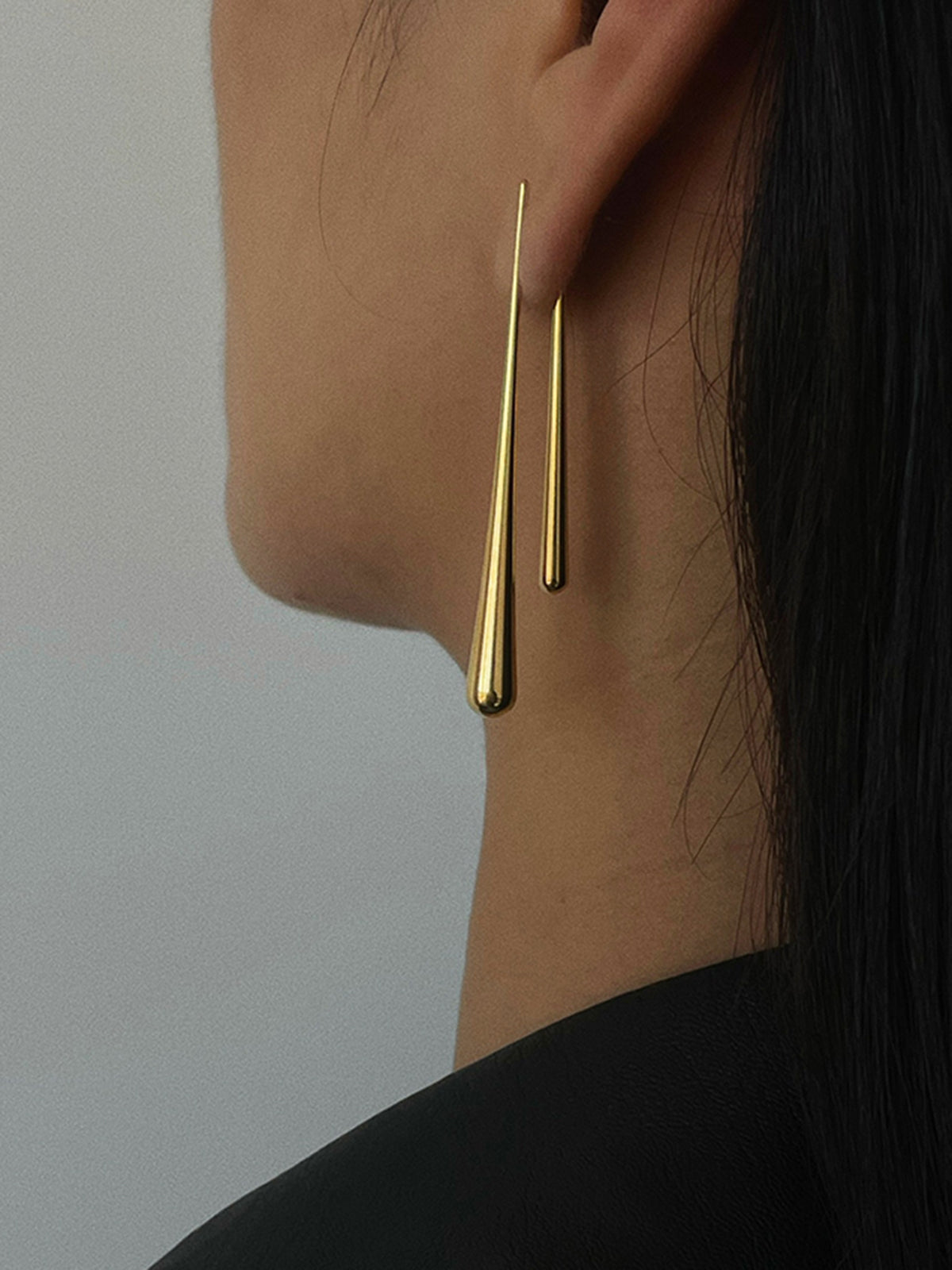 Asymmetrical Golden Water Drop Earrings – COMMENSE
