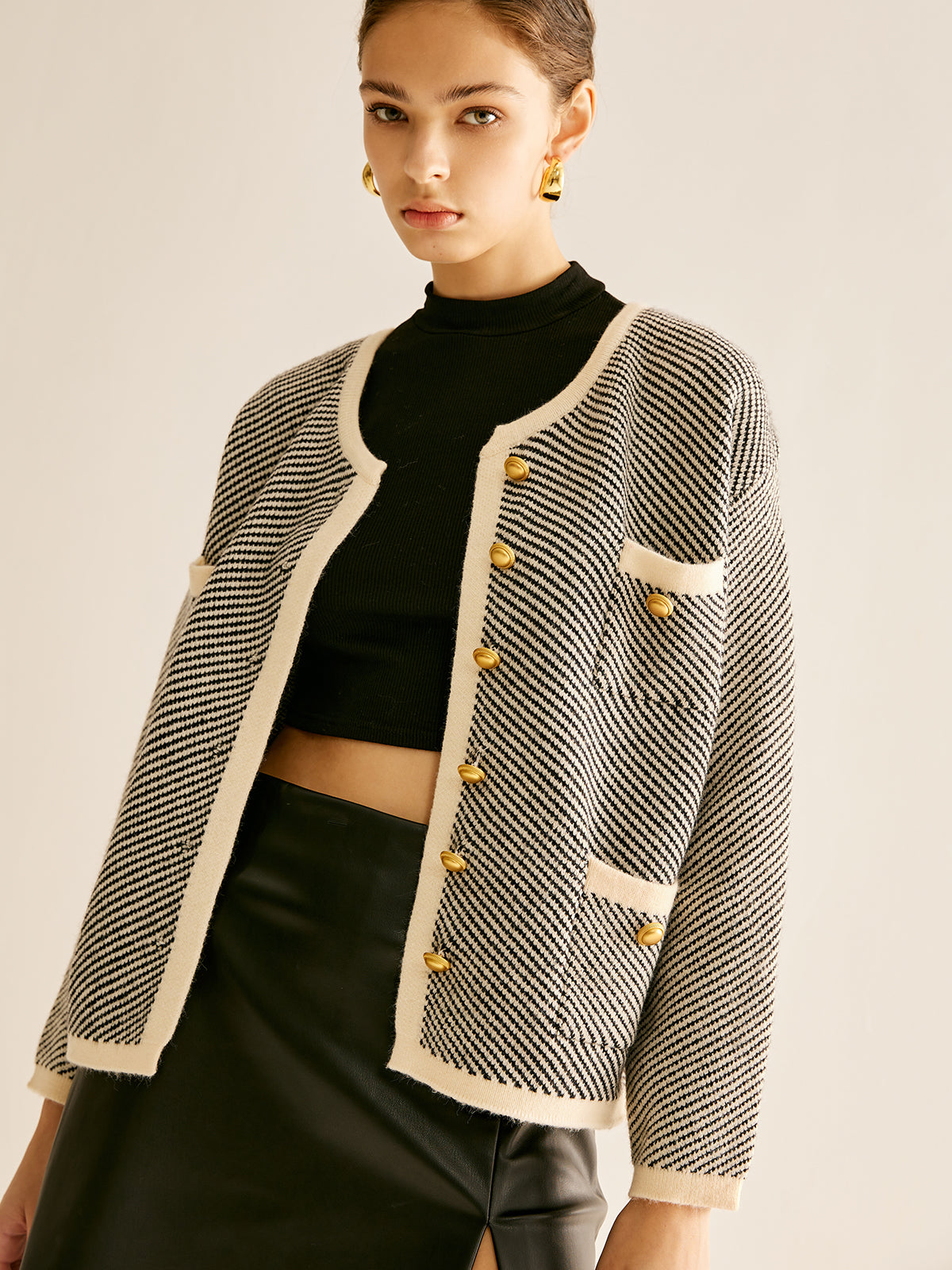 Contrast Trim Knit Three Piece Set - 51008 main image 0