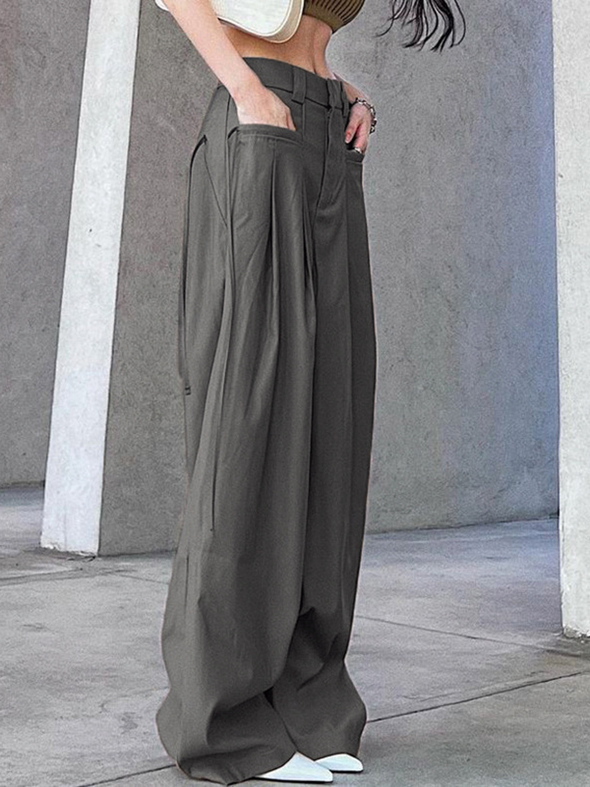 Knotted Pleated Wide-Leg Draped Pants – COMMENSE