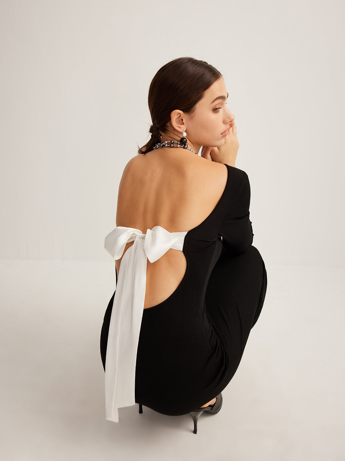 Bow Open Back Knit Dress | COMMENSE Bow Open Back Knit Dress | COMMENSE