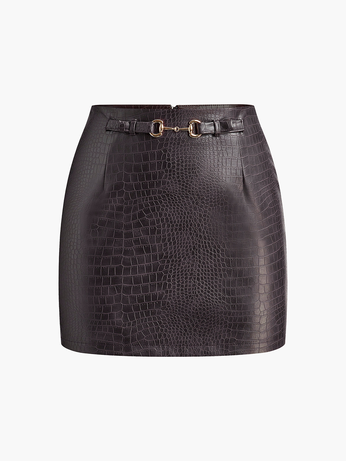 Crocodile Embossed Faux Leather Skirt – COMMENSE Crocodile Embossed Faux Leather Skirt – COMMENSE