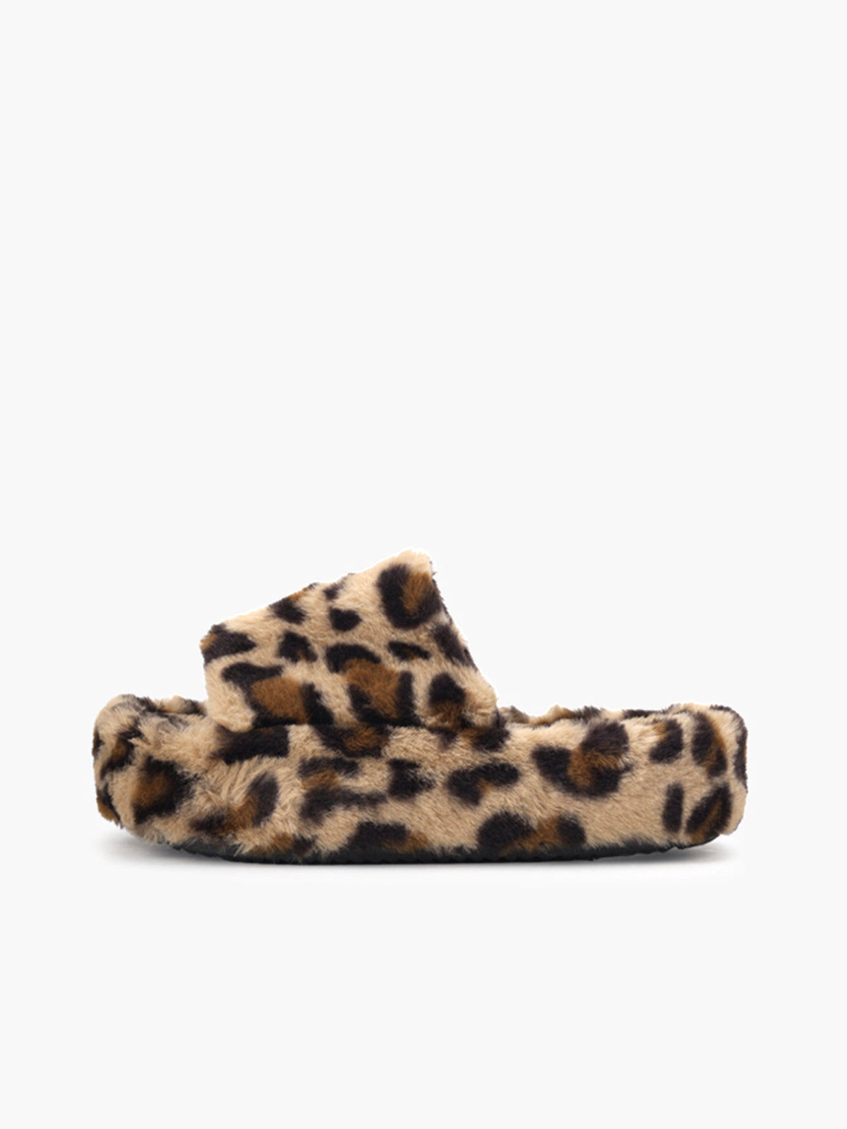 Leopard Fuzzy Platform Slippers COMMENSE