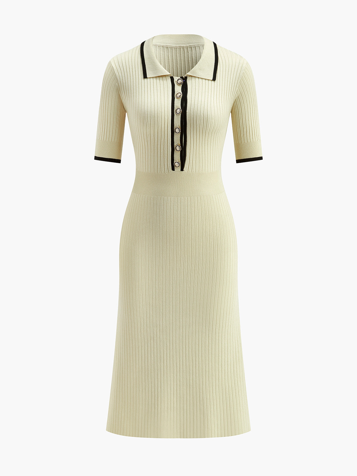 Contrast Trim Collar Long Sleeve Mini Dress main image 0