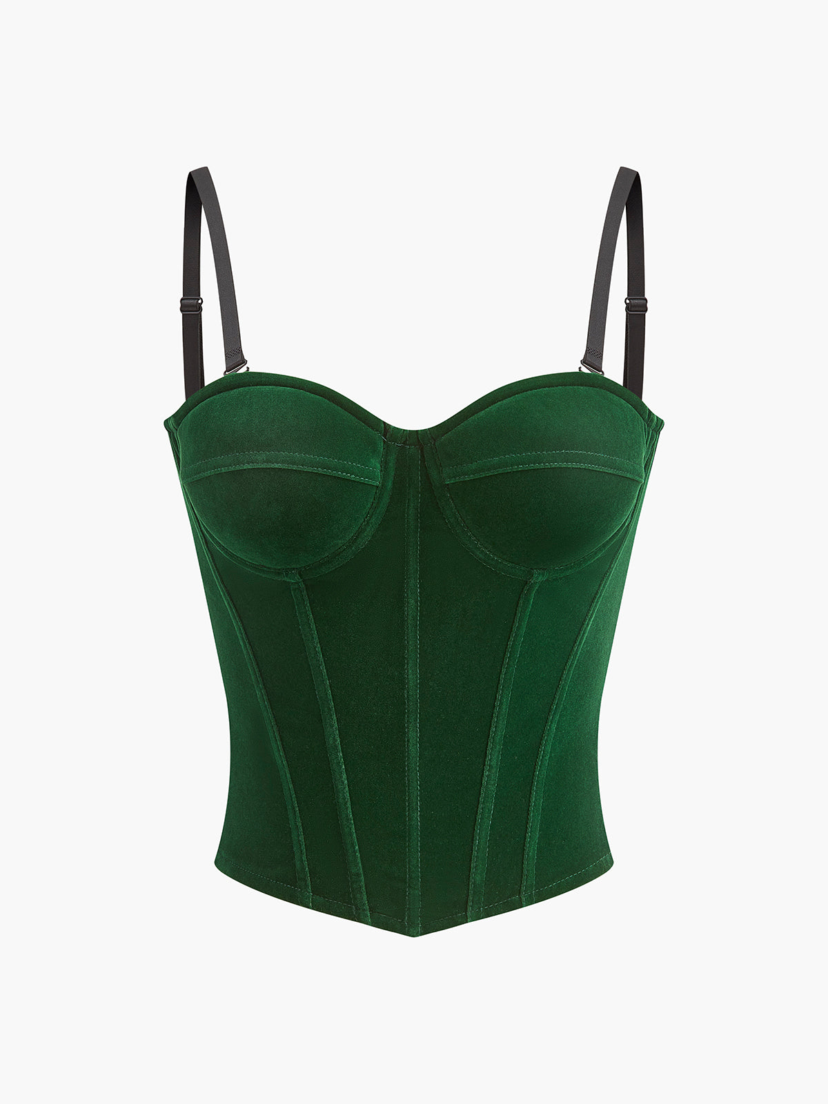 Velvet Piping Zipper Corset | COMMENSE