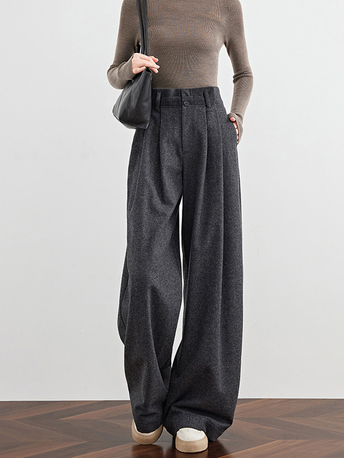 Wool-Blend Tweed Pleated Pants – COMMENSE