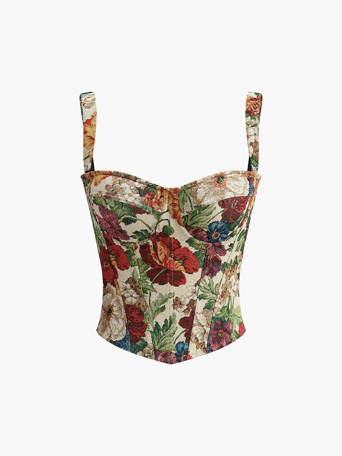 Petite Wench Corset in Silvery Floral Damask - The 