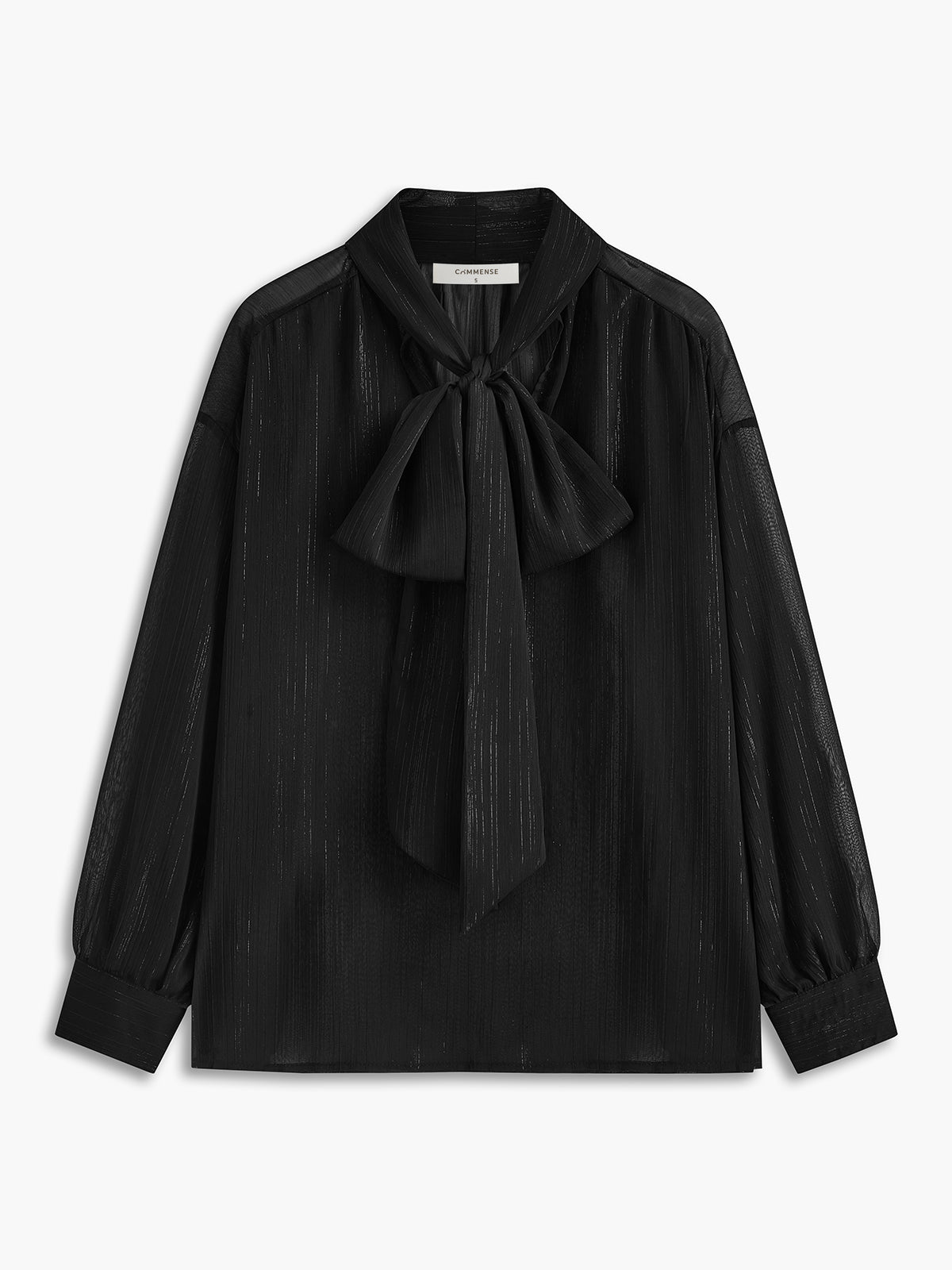 Semi-Sheer Chiffon V-Neck Ruched Blouse