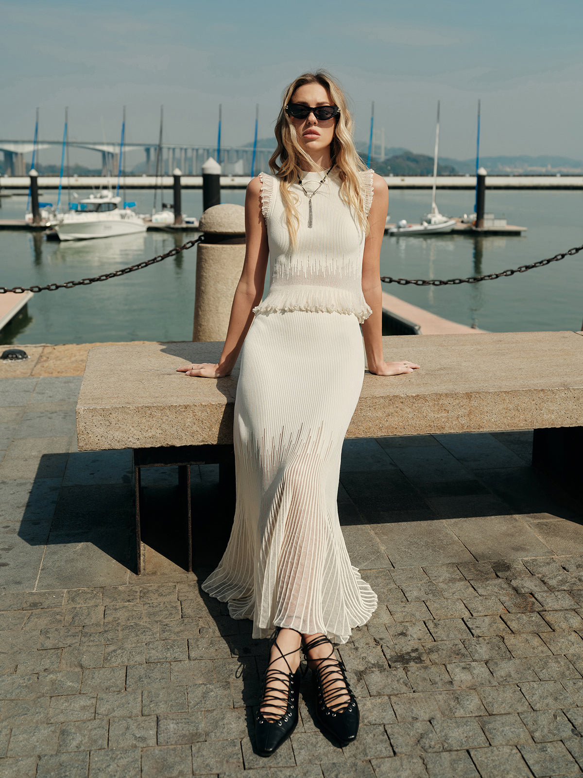 Mesh Pleated Skirt main image 1