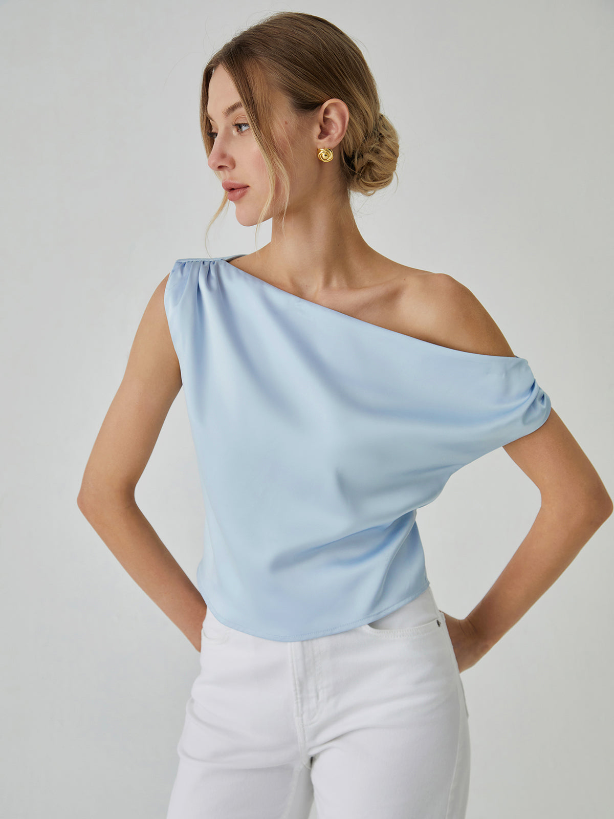 Women's Off Shoulder Ruffle Corset Shirred Puff Long Sleeve