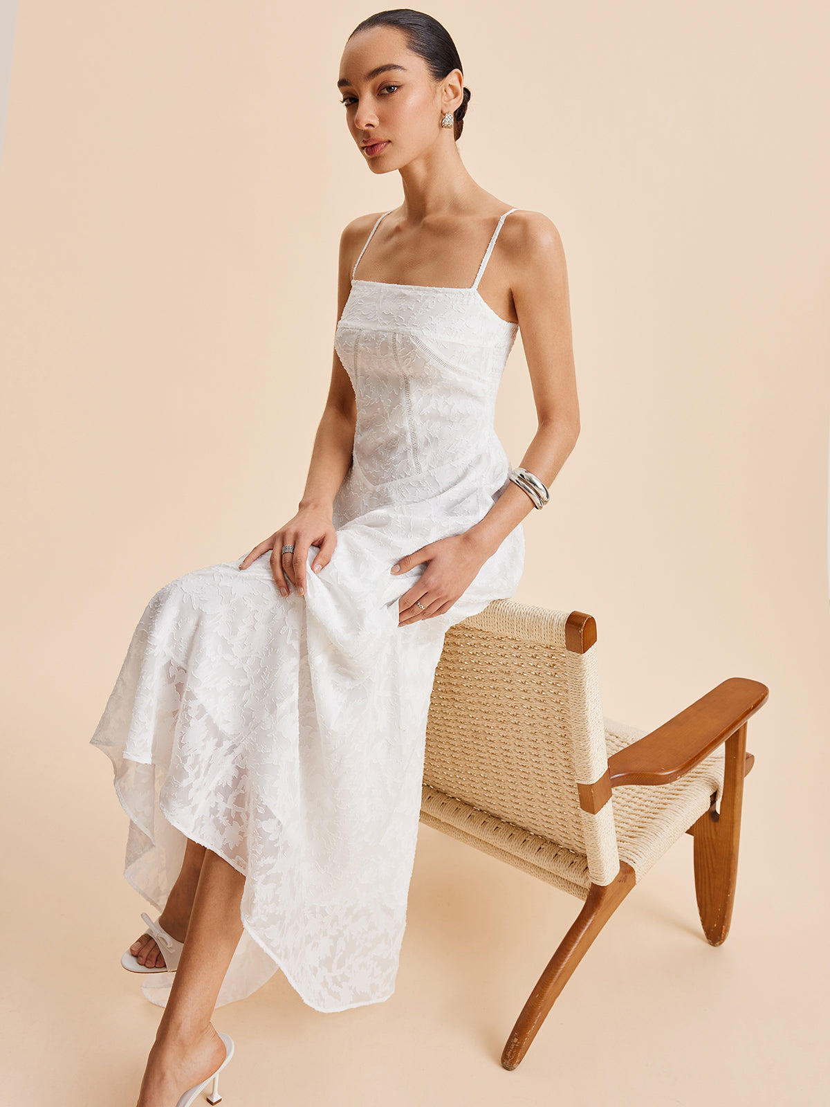 Chiffon Floral Lace Cami Dress | COMMENSE