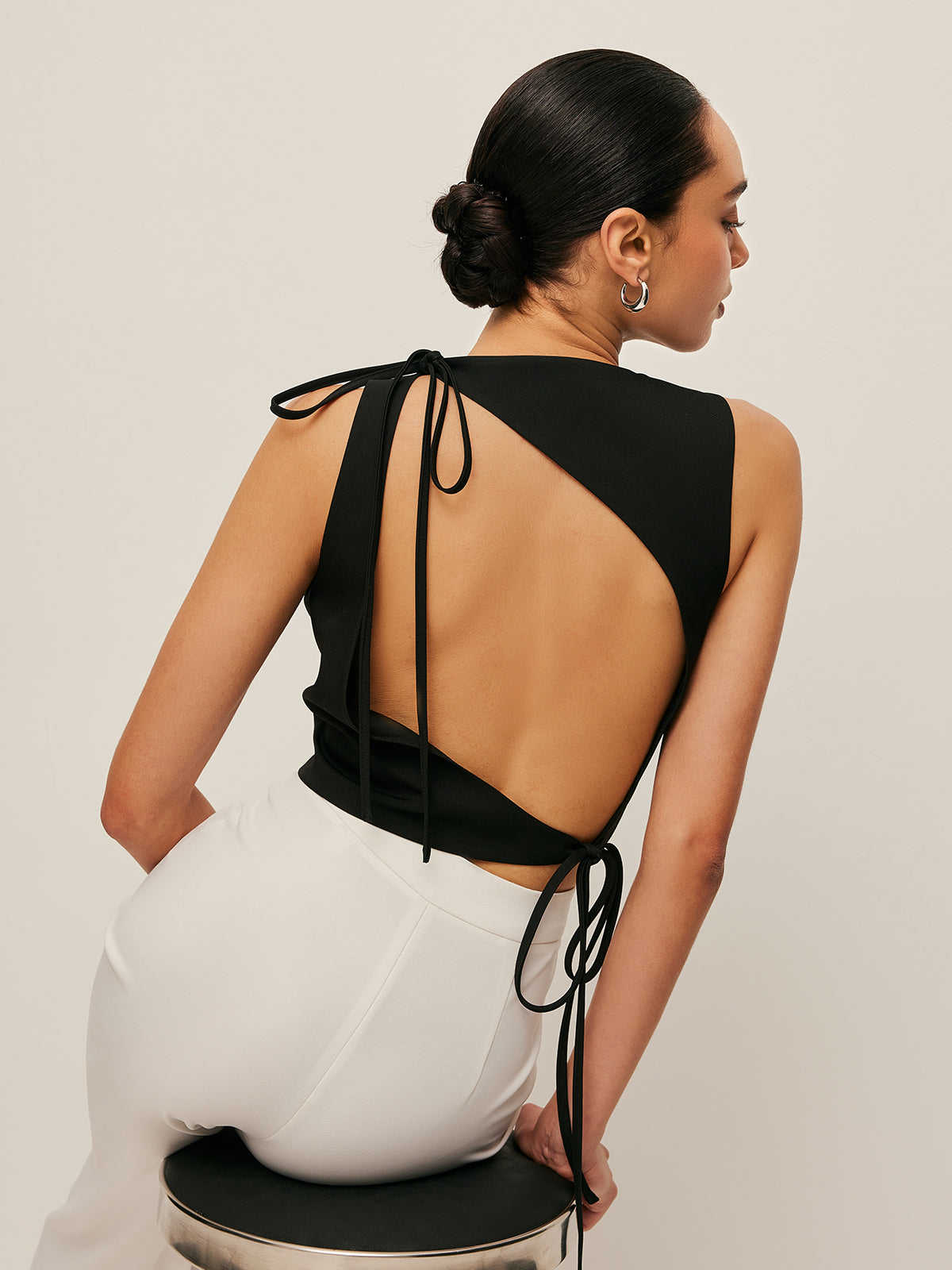 Asymmetrical Open-Back Tie Top | COMMENSE
