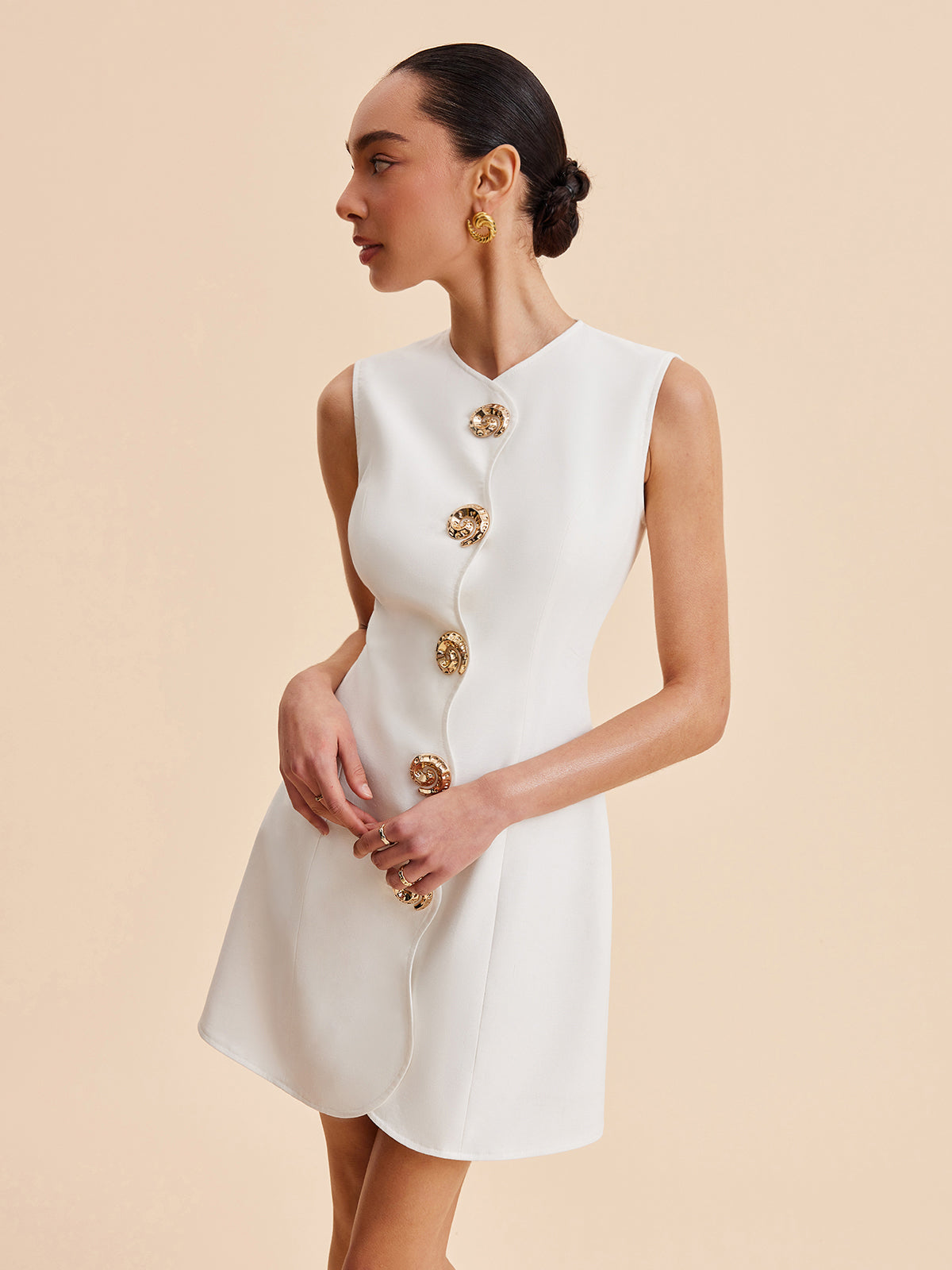 Asymmeteric Button Dress main image 1