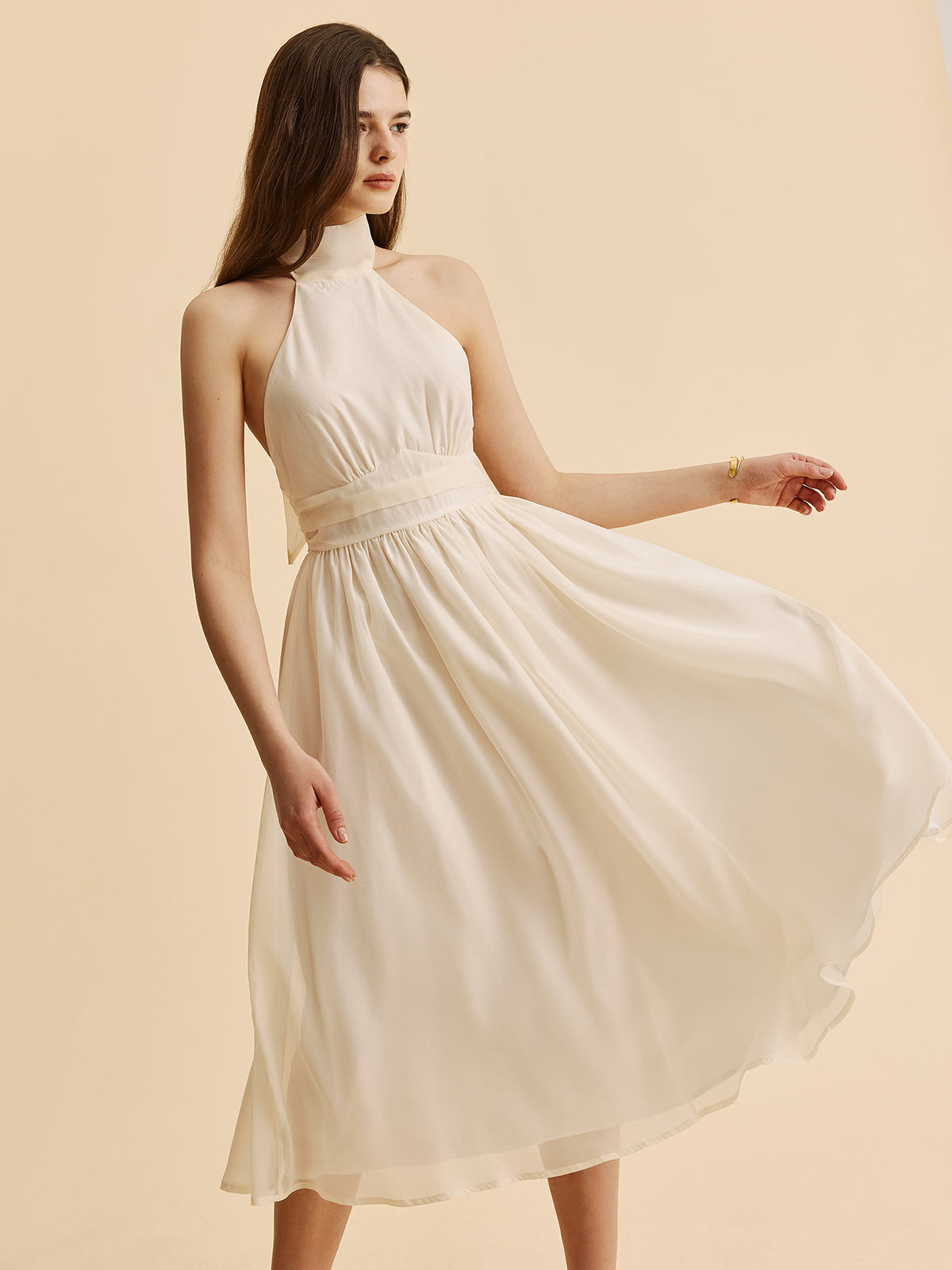 Tie Back Backless A-Line Dress