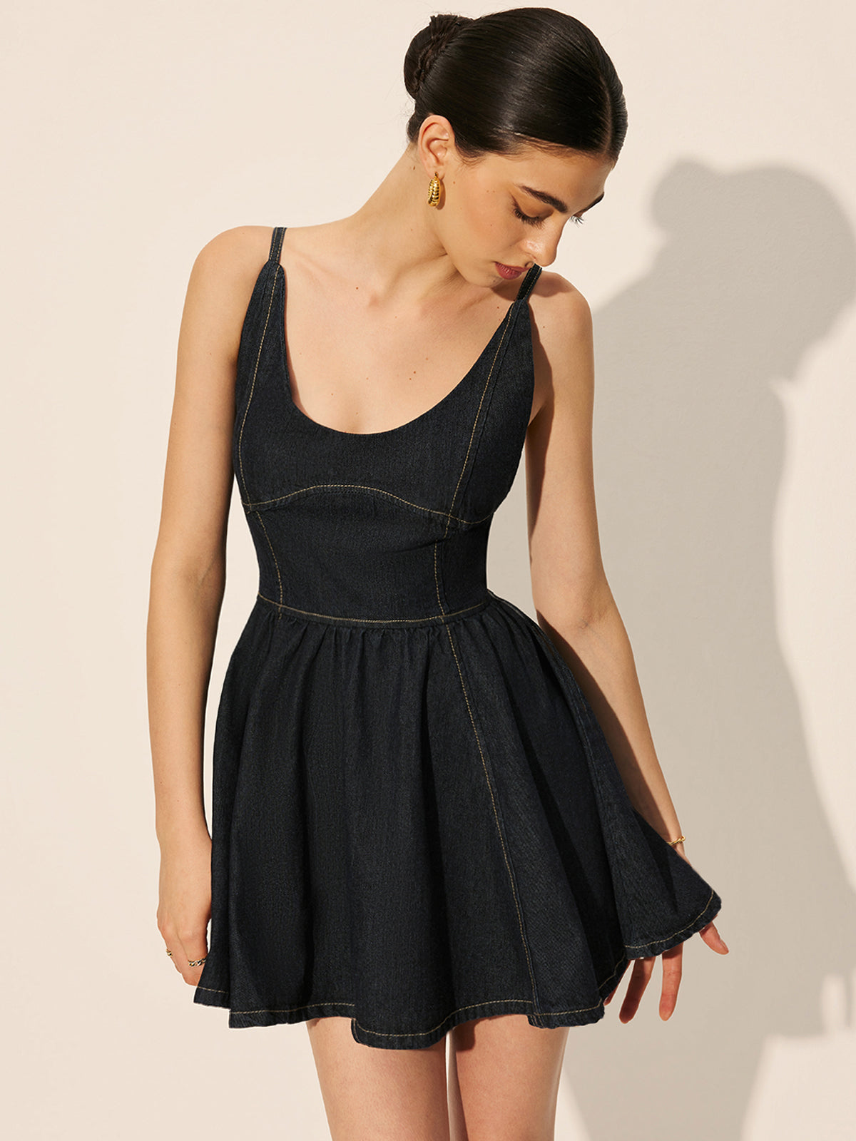 Backless Denim Flare Dress | COMMENSE Backless Denim Flare Dress | COMMENSE