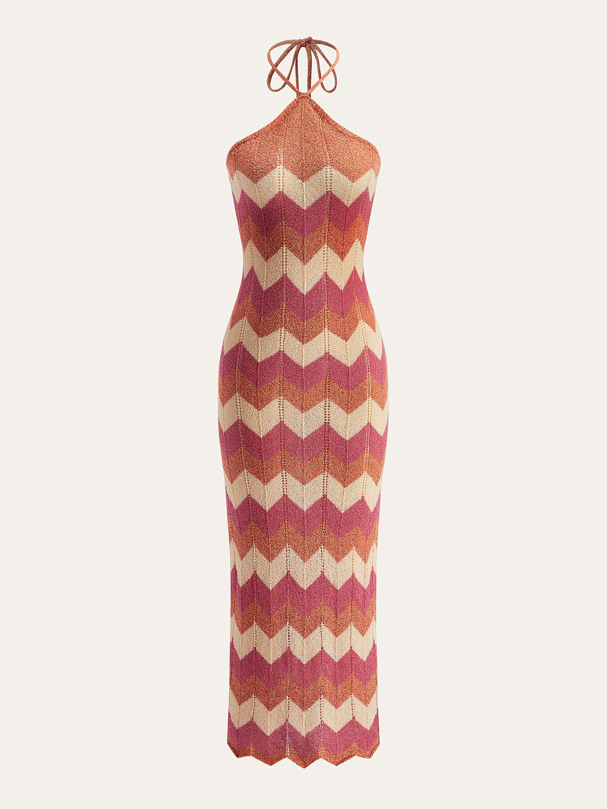 Color Block Halter Knotted Split Sweater Dress | COMMENSE