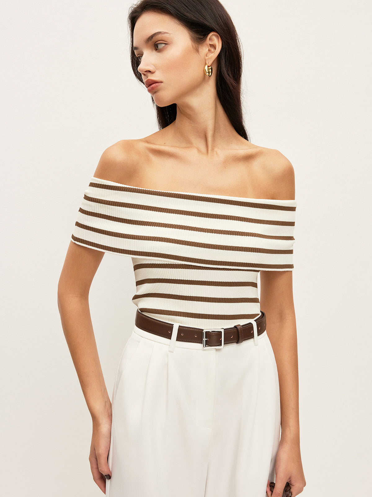Stripped Ribbed Contrast Top