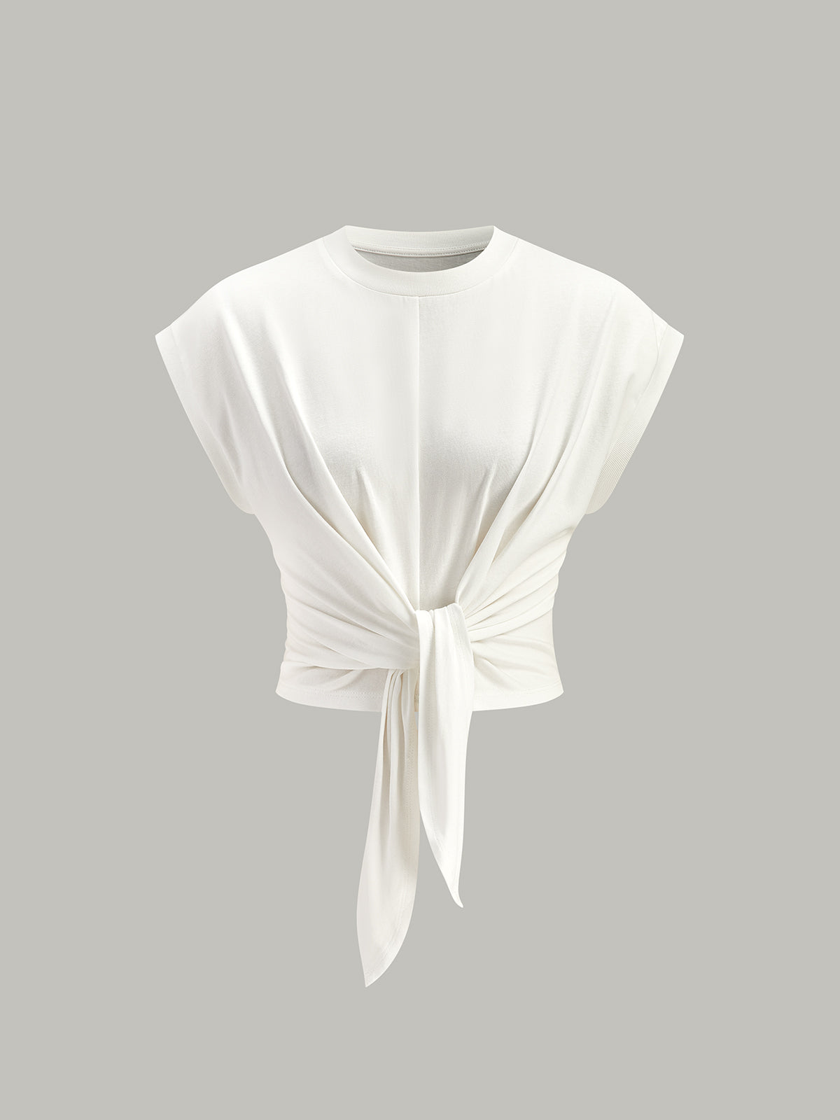 Solid Color Tie-Front Knit Cape Top