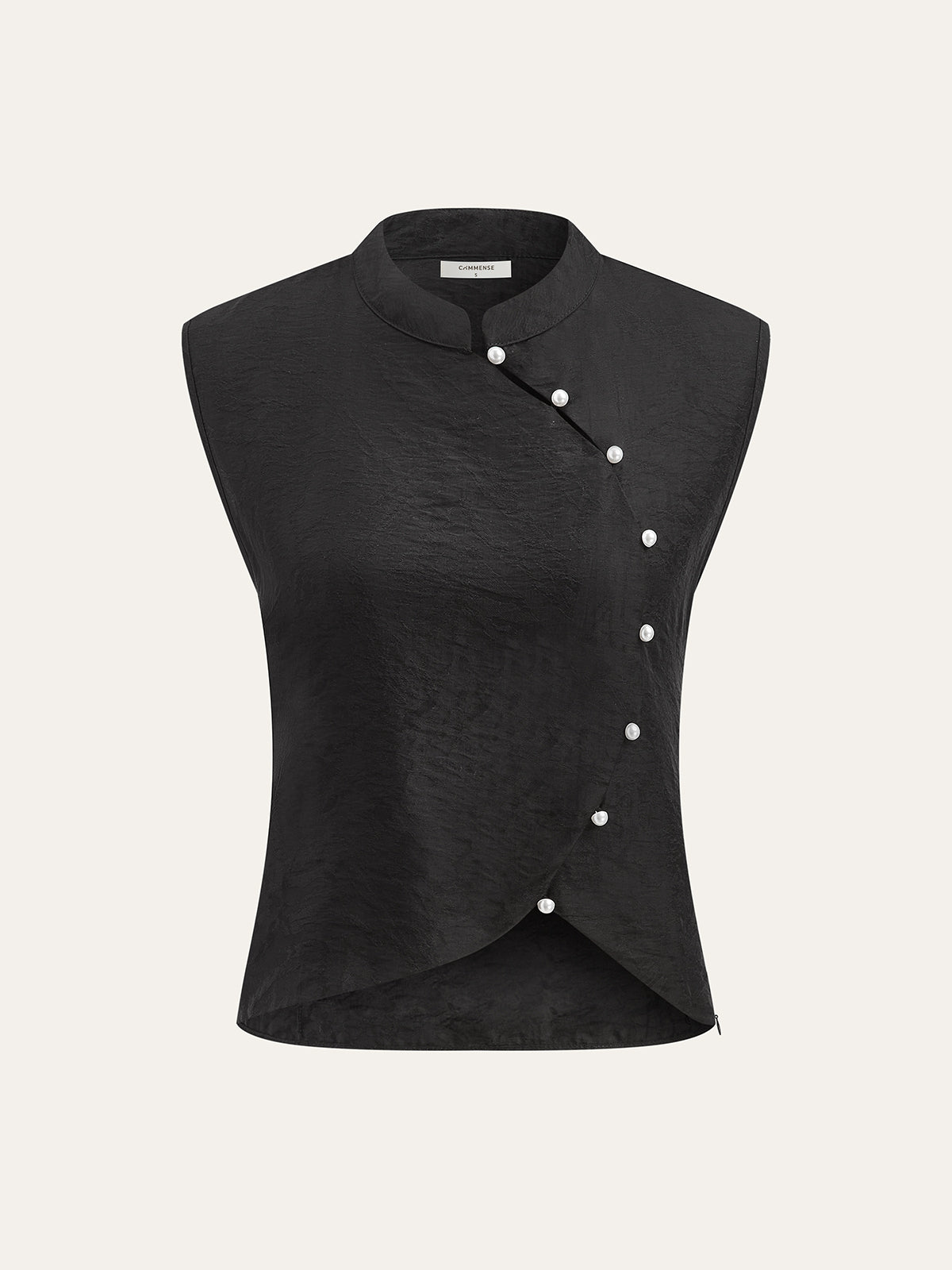 Flat Neckline Asymmetrical Button Vest