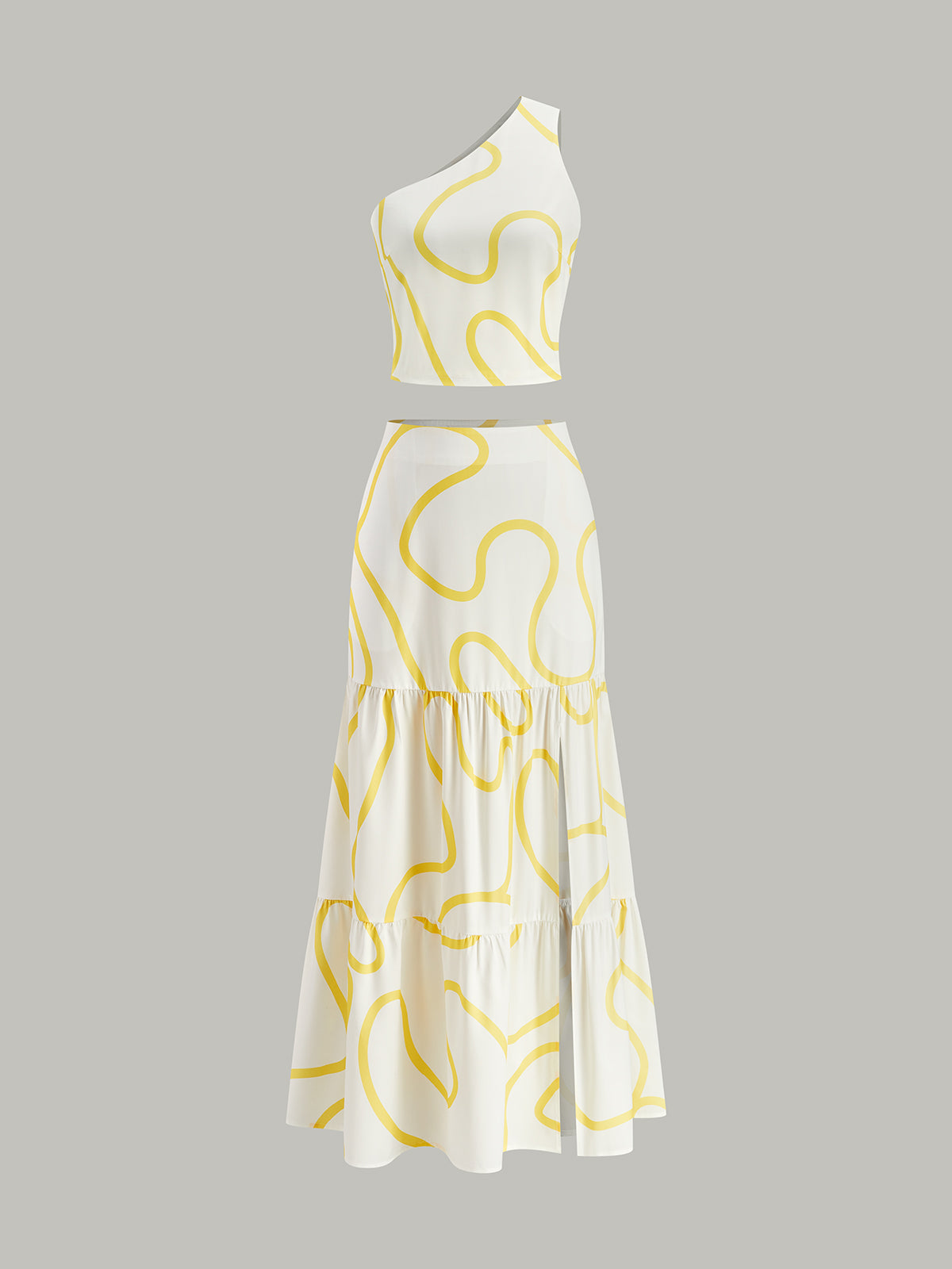 Print Sleeveless Crop Top Skirt Set