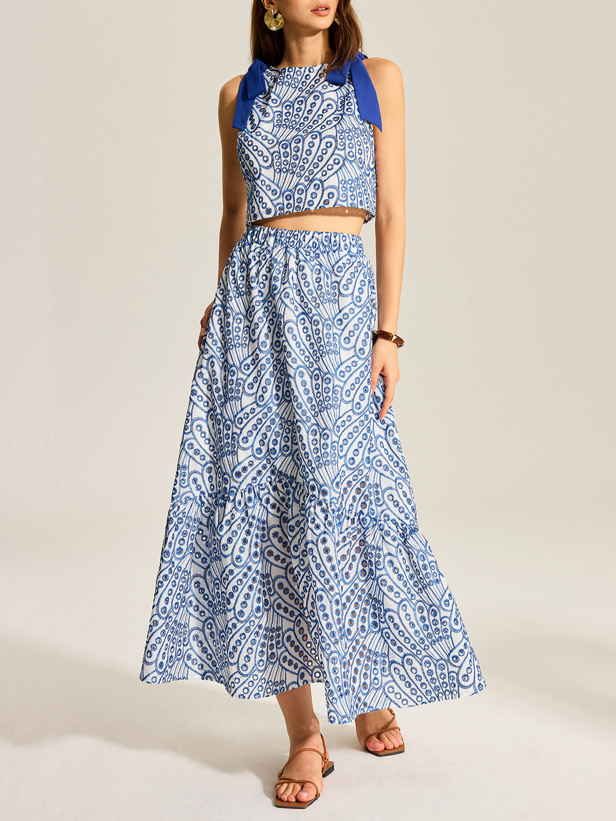 Elegant Contrast High Waist Open Front Skirt