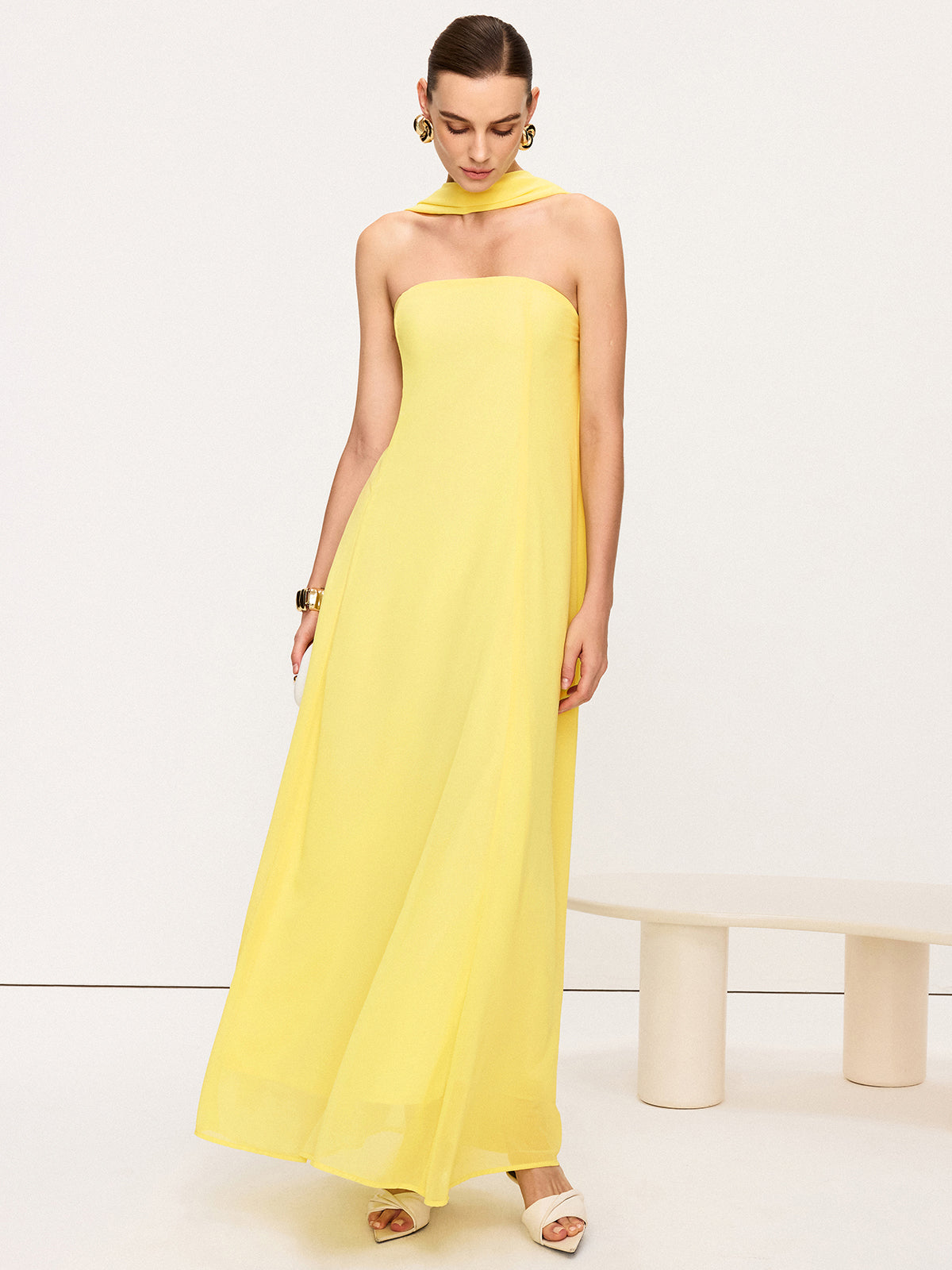 Halter Neck Chiffon Maxi Dress | COMMENSE Halter Neck Chiffon Maxi Dress | COMMENSE