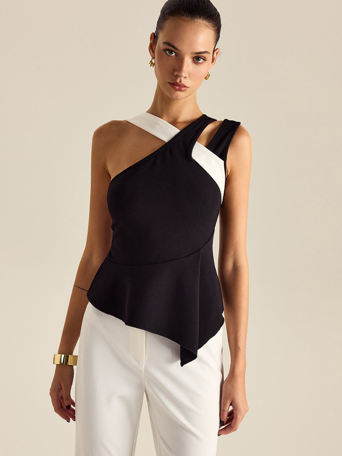 peplum asymmetrical top