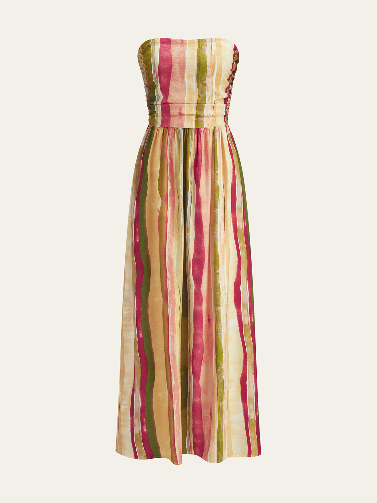 chinese dress ladies Sandrine Linen-Blend Midi Dress in Capri Stripe Multi main image 0