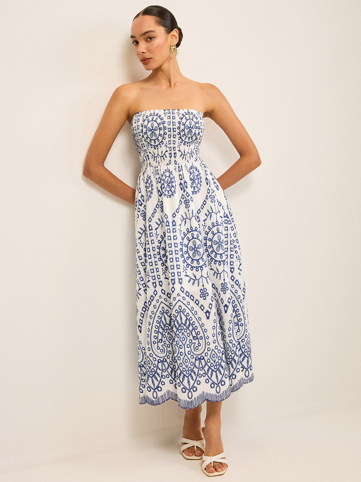 knee length dresses for ladies Lenai Strapless Floral Print Maxi Dress – VICI main image 1