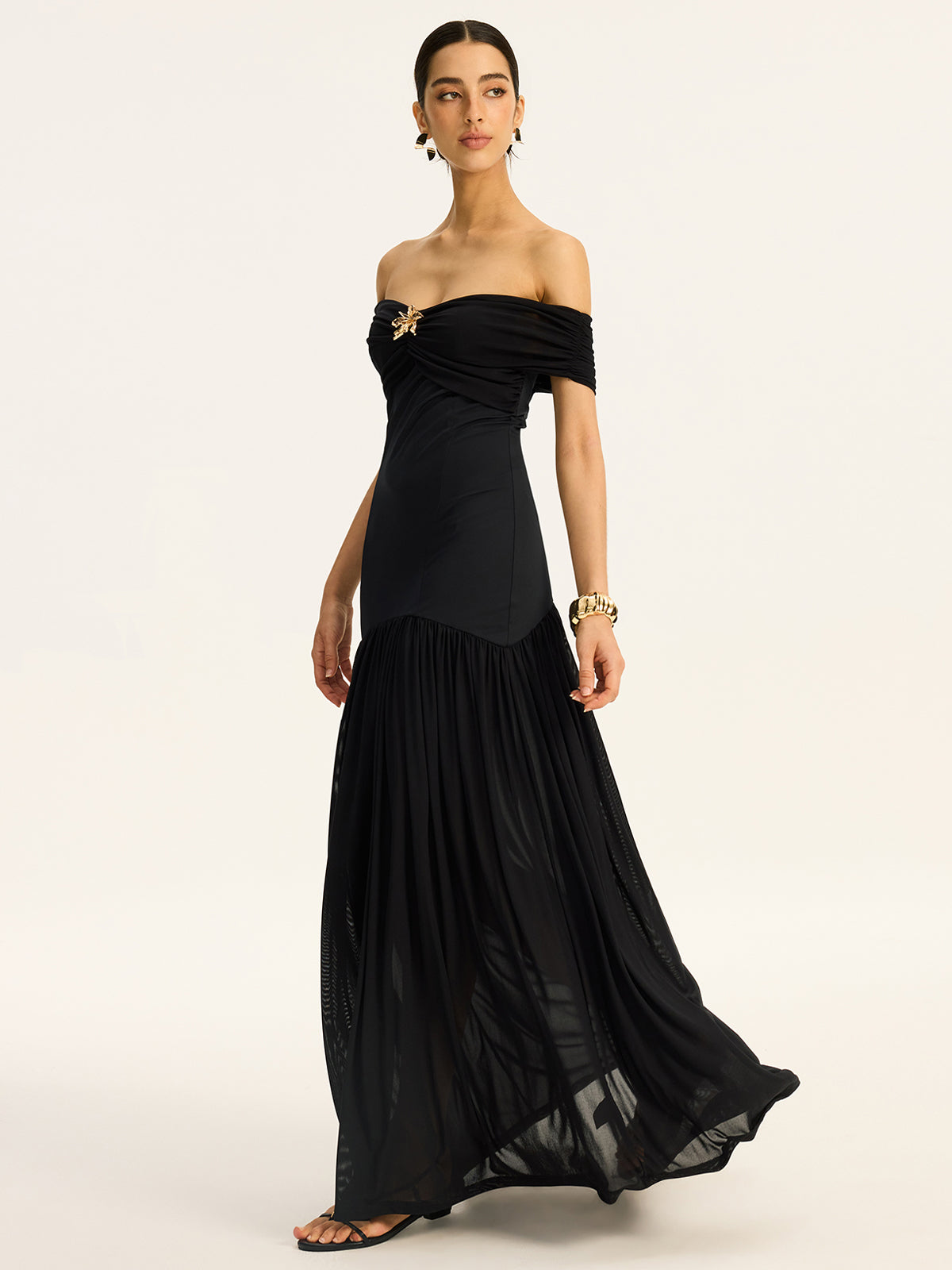 Sheer-Paneled Maxi Dress
