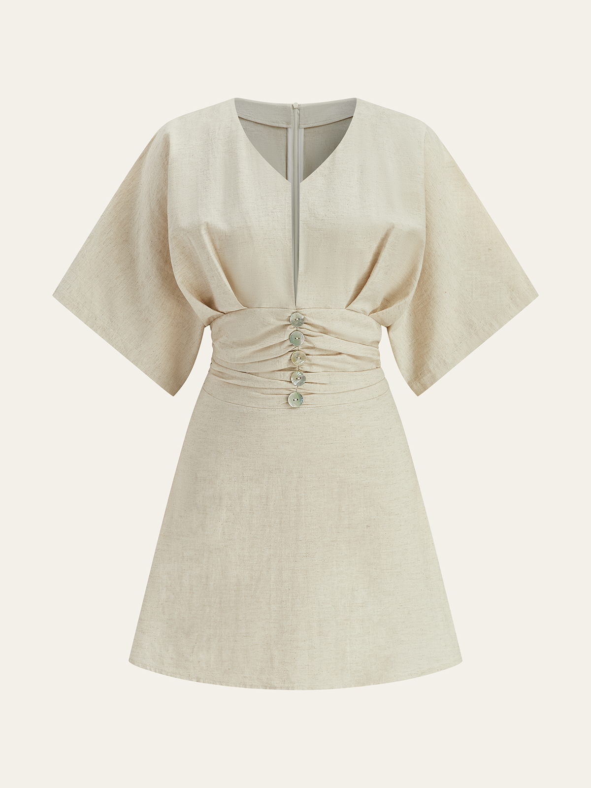 Women's Fashion Loose Cotton And Linen Button Lapel Mini Dress MDA1854H2Y main image 1