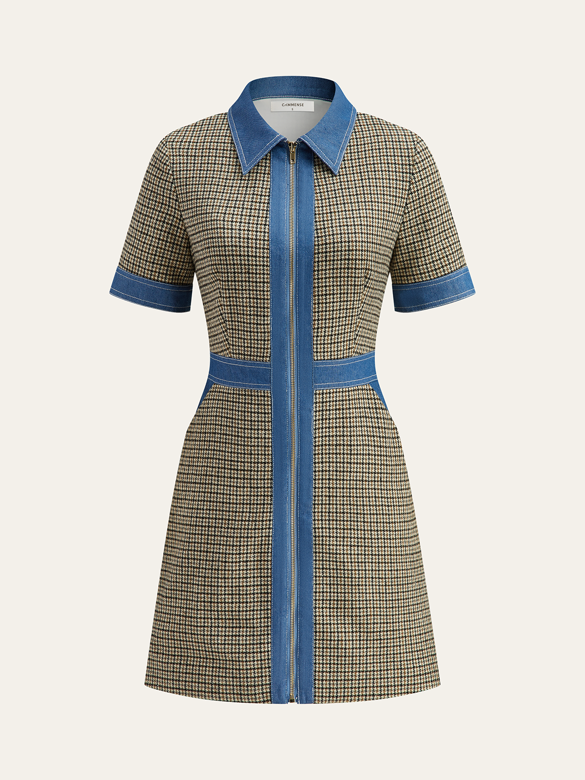 contrast trim mini dress Plaid Contrast Trim Mini Dress