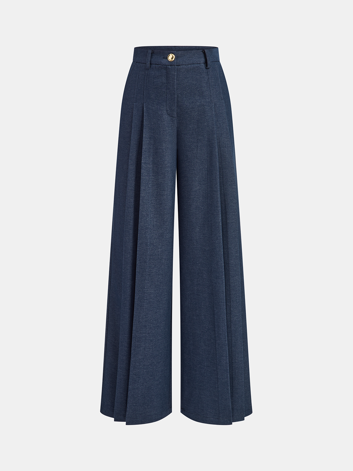 Mid-Waisted Pleated Wide-Leg Pants