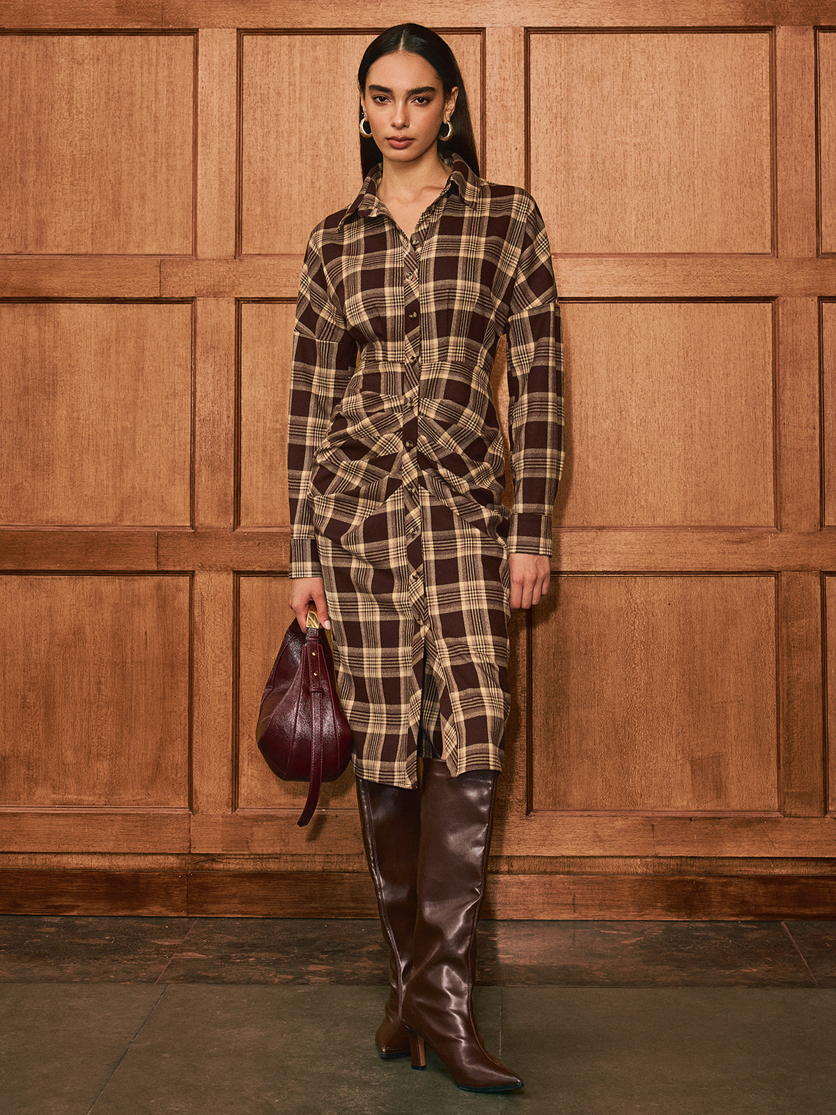 ruched button front dress Sample MABLE Front Ruched Button-Down Skinny Mini Shirt Dress