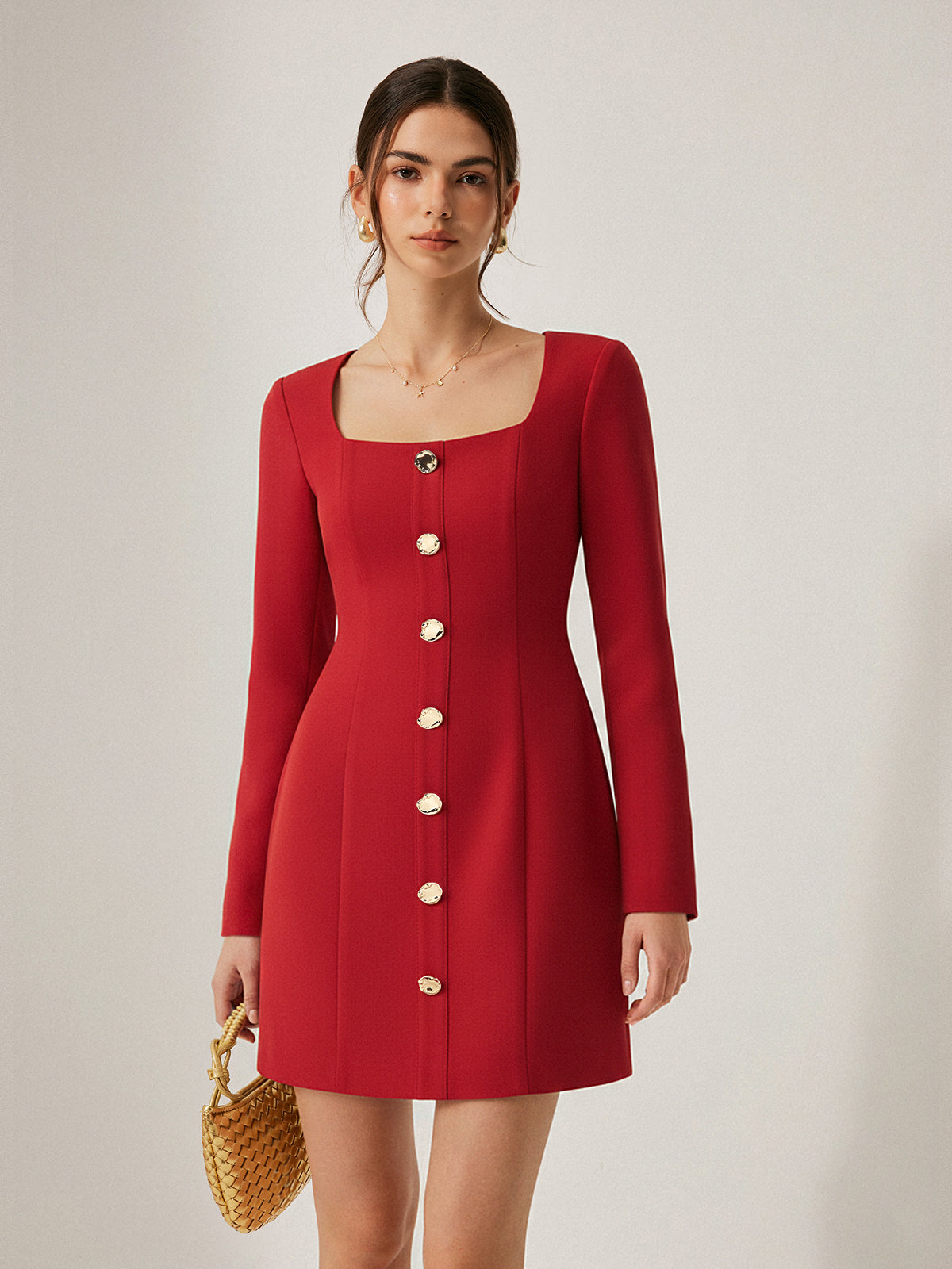 Maeve Sleeveless Square-Neck Button-Front Midi Dress Anthropologie