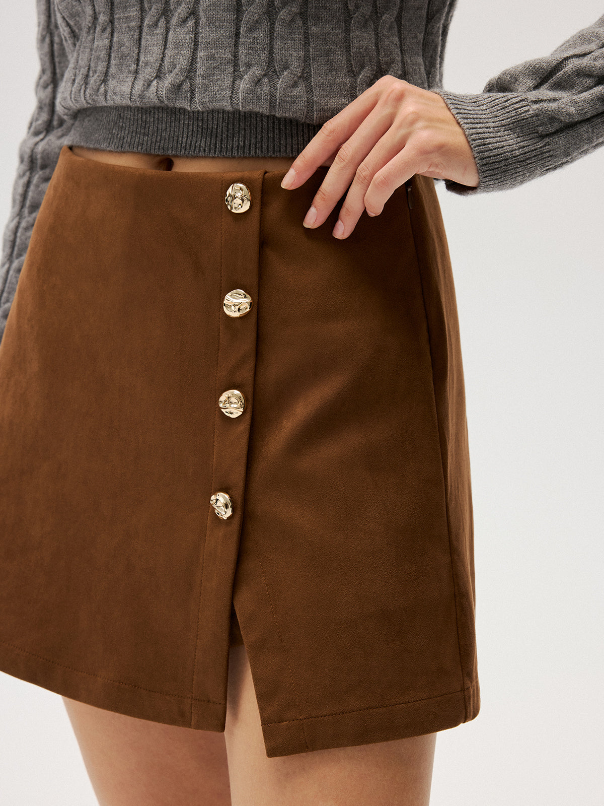 Button Suede Skirt main image 0