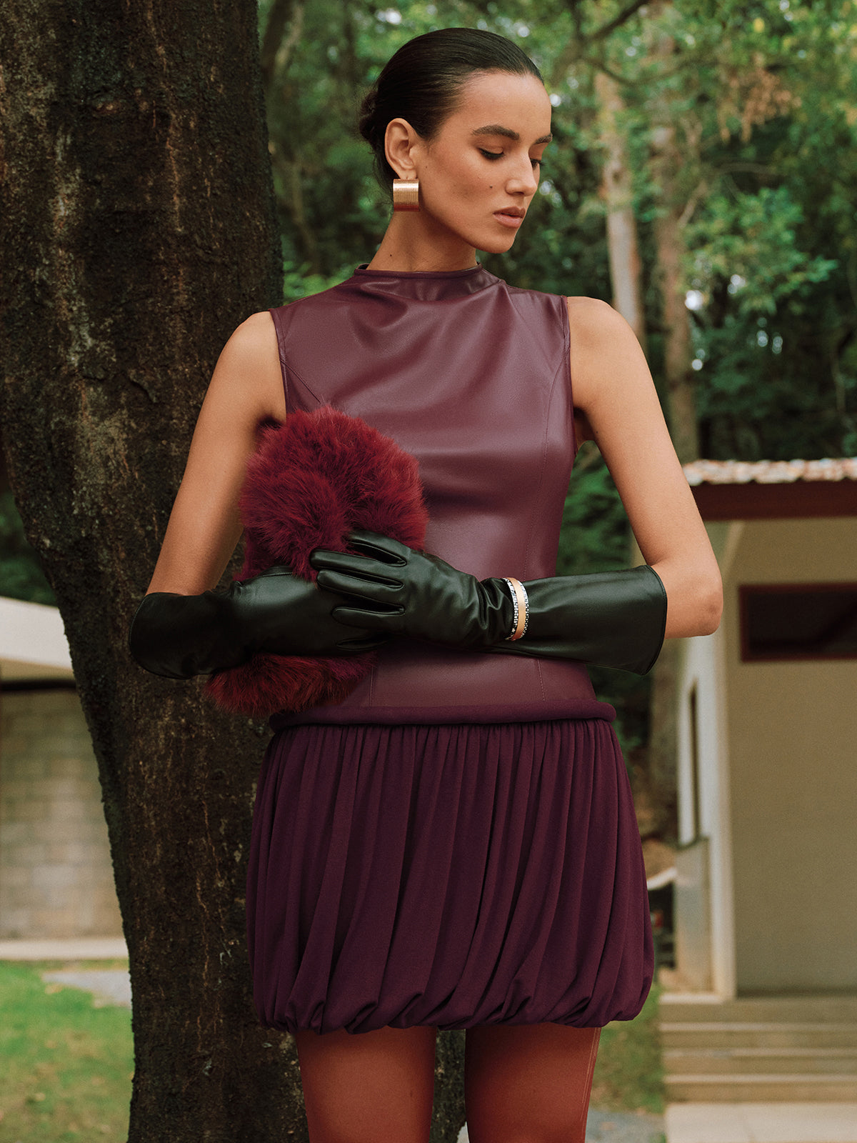 shop leather dresses Hello Gorgeous Vegan Leather Dress - Black main image 1