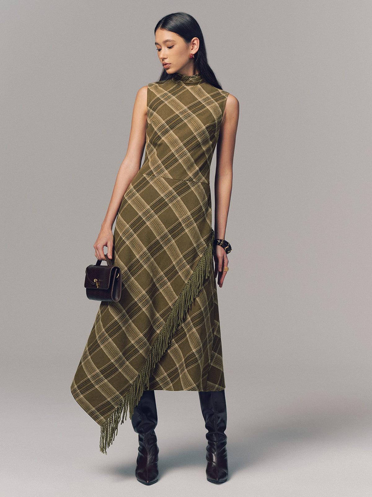 sleeveless cotton maxi dress Plaid Fringe Ceres Hawaiian Rayon Slip flowing maxi skirt 1993 Size:22 AUS