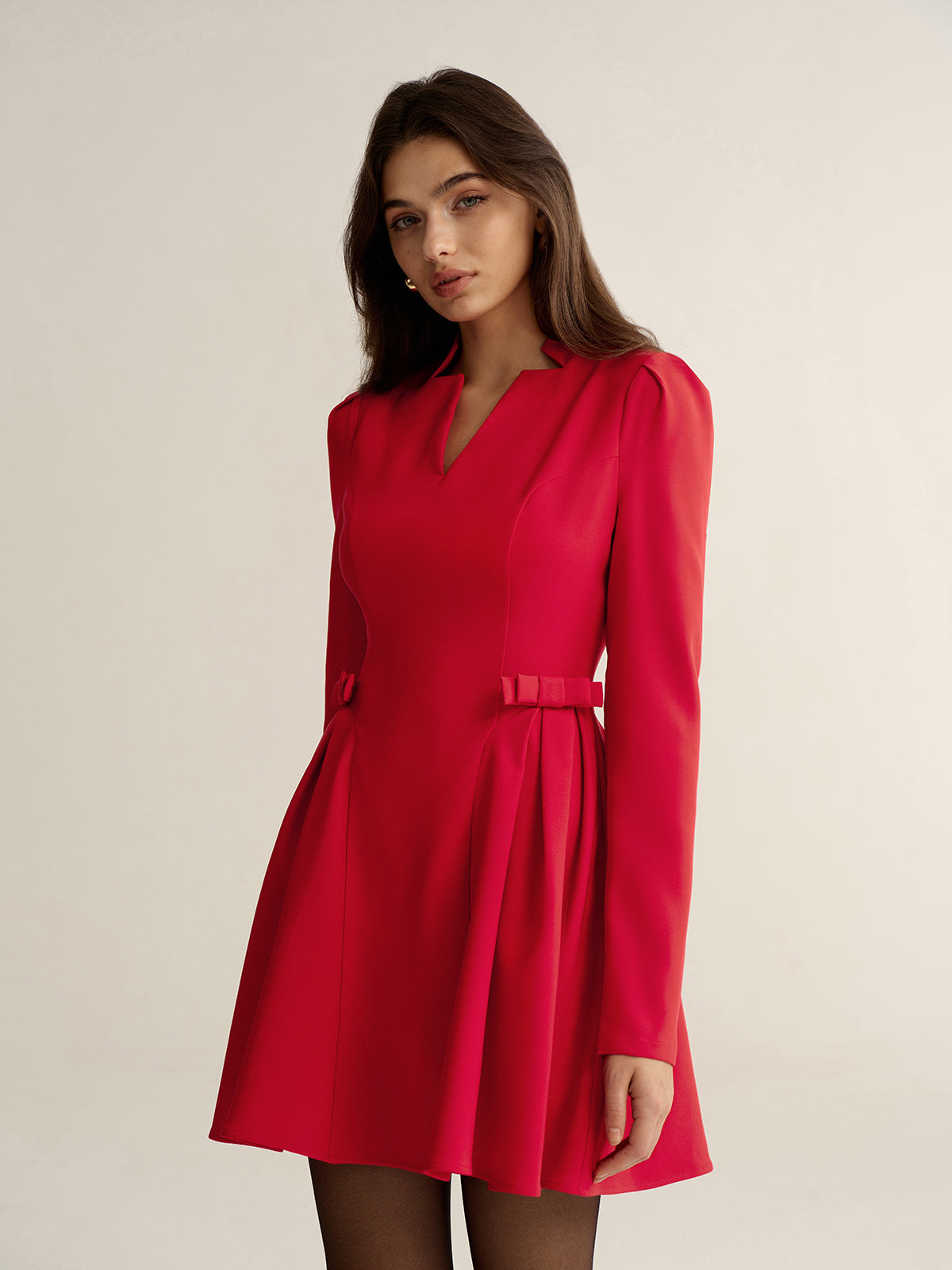 V-Neck Bow Detail Bodycon Maxi Dress